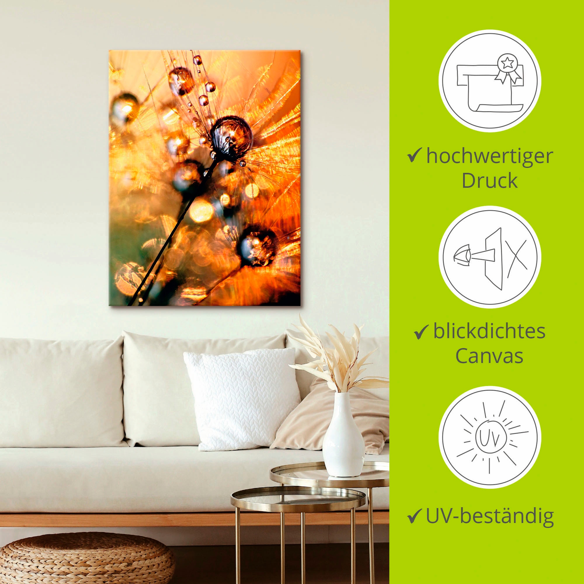 Artland Leinwandbild »Pusteblume Energy« Blumen 1 Stk. tlg. auf Holzrahmen gespannt