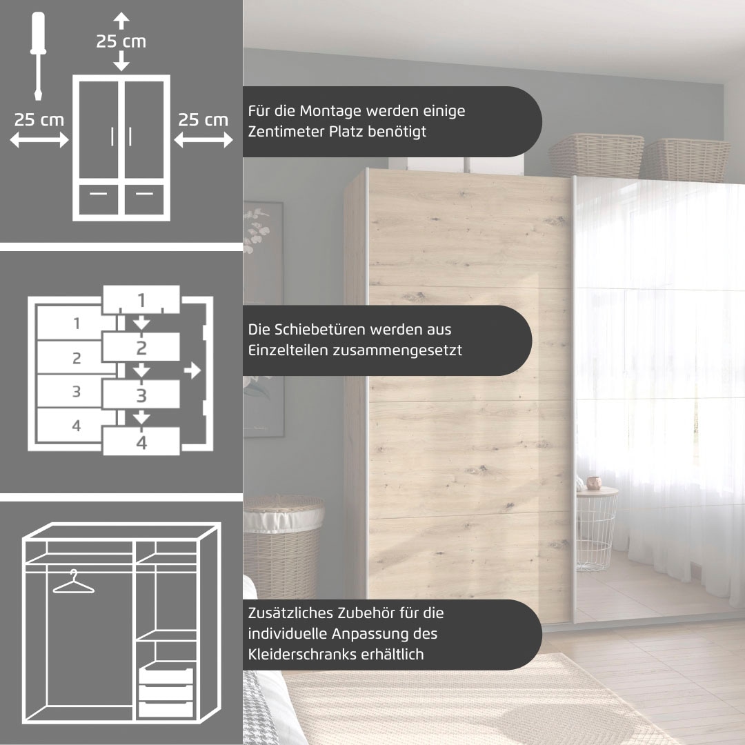rauch Schwebetürenschrank »Subito Kleiderschrank Bestseller« Schlafzimmerschrank Garderobe mit 4 Glaselementen