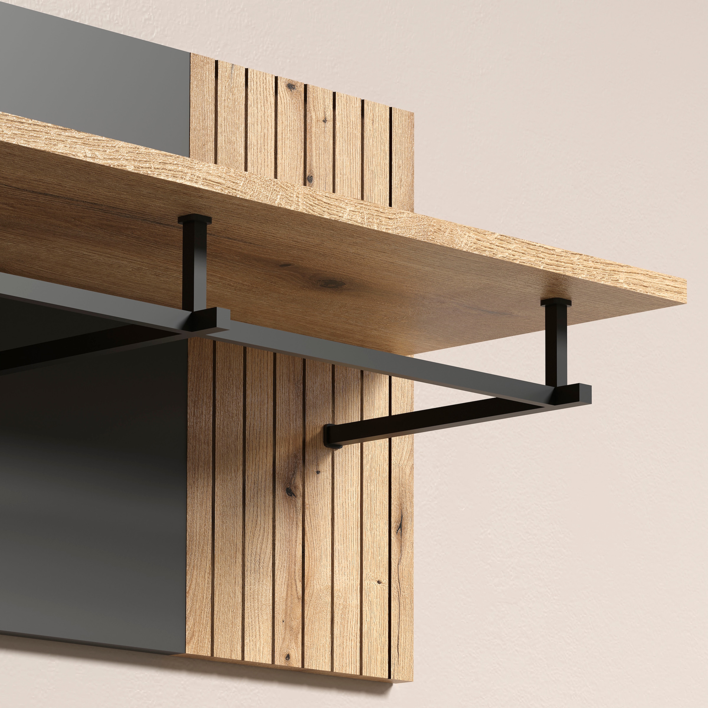 Home affaire Panneau de vestiaire »Estepona« 1 cuis tlg. Wandpaneel mit Hutablage und Kleiderstange - (B/T/H) 80/28/40 cm