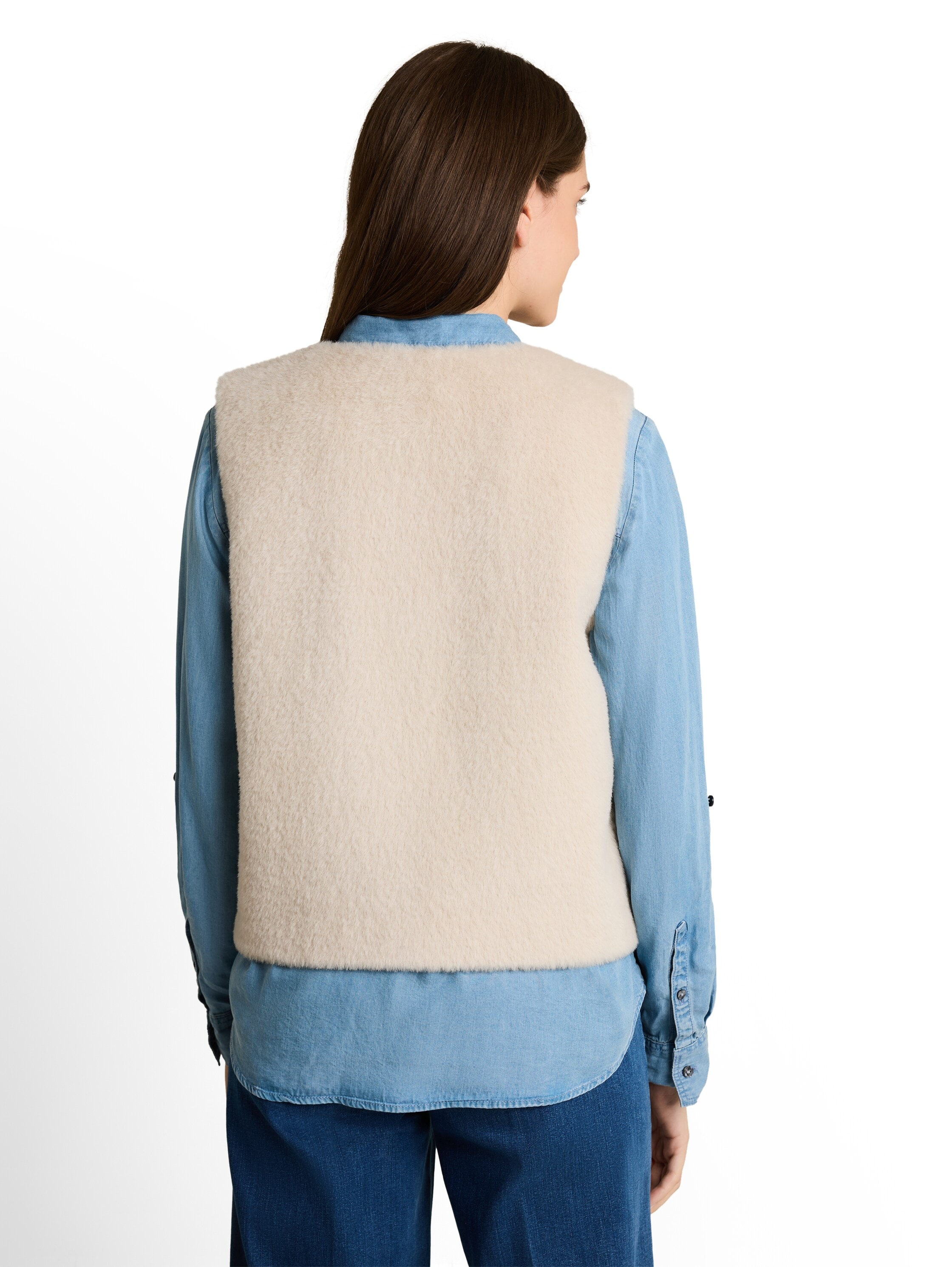 TOM TAILOR Gilet en imitation fourrure Avec fermeture éclair
