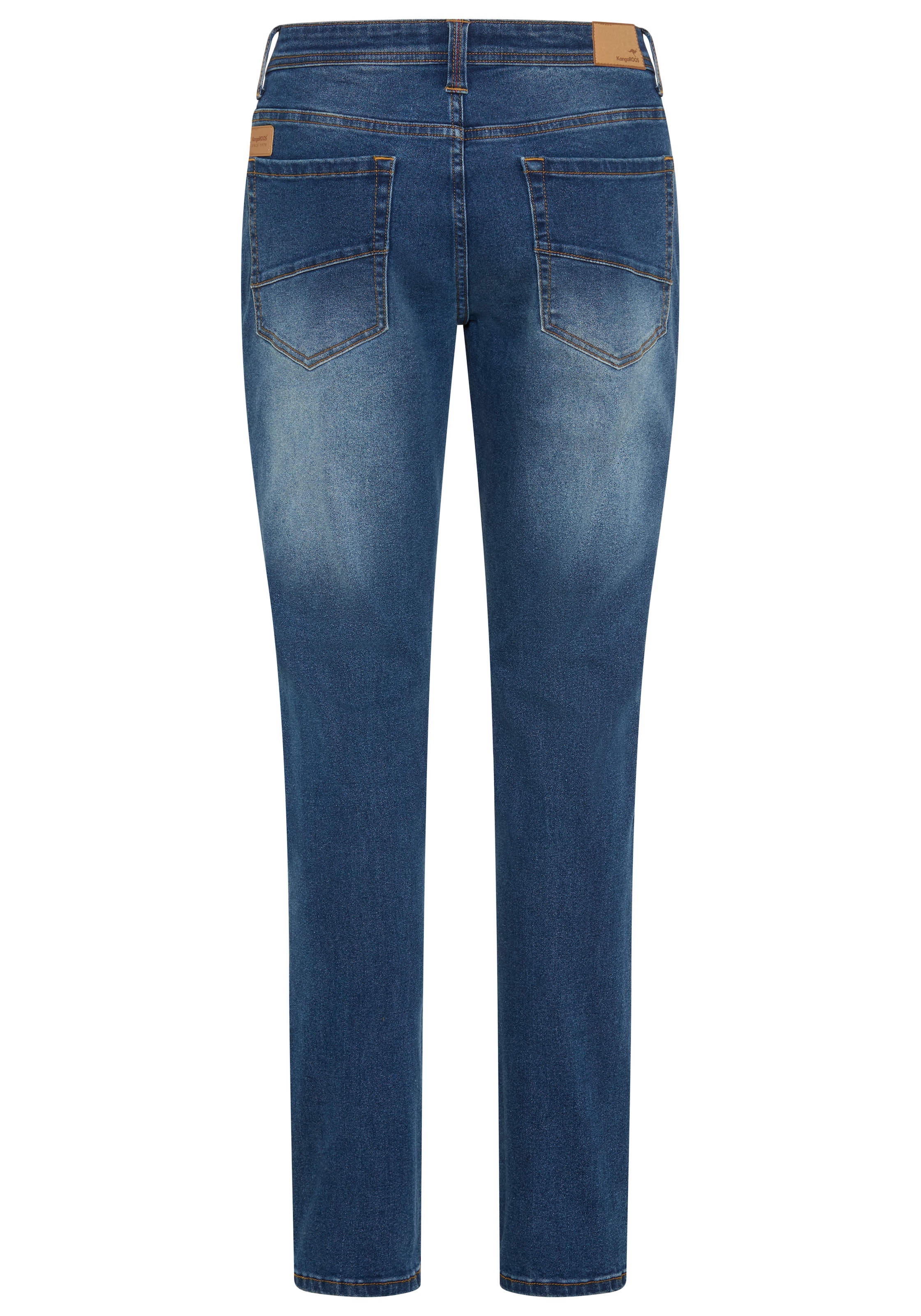 KangaROOS Jeans droit avec fermeture éclair et bouton, taille basse, détails contrastés