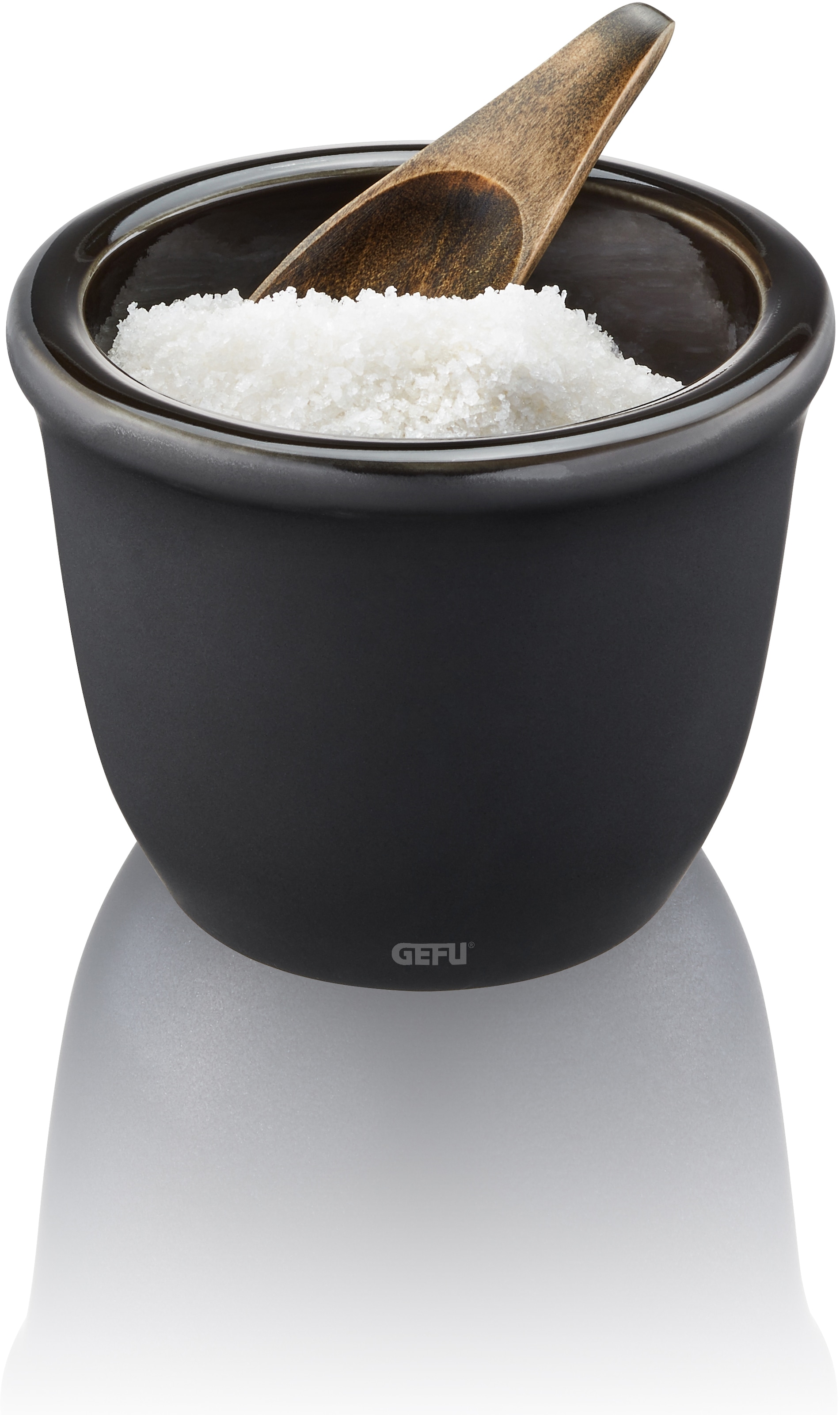 GEFU Bac à sel »X-PLOSION®, inklusive Holzlöffel« Fassungsvermögen 150 ml, Höhe 8 cm, Ø 8,5 cm