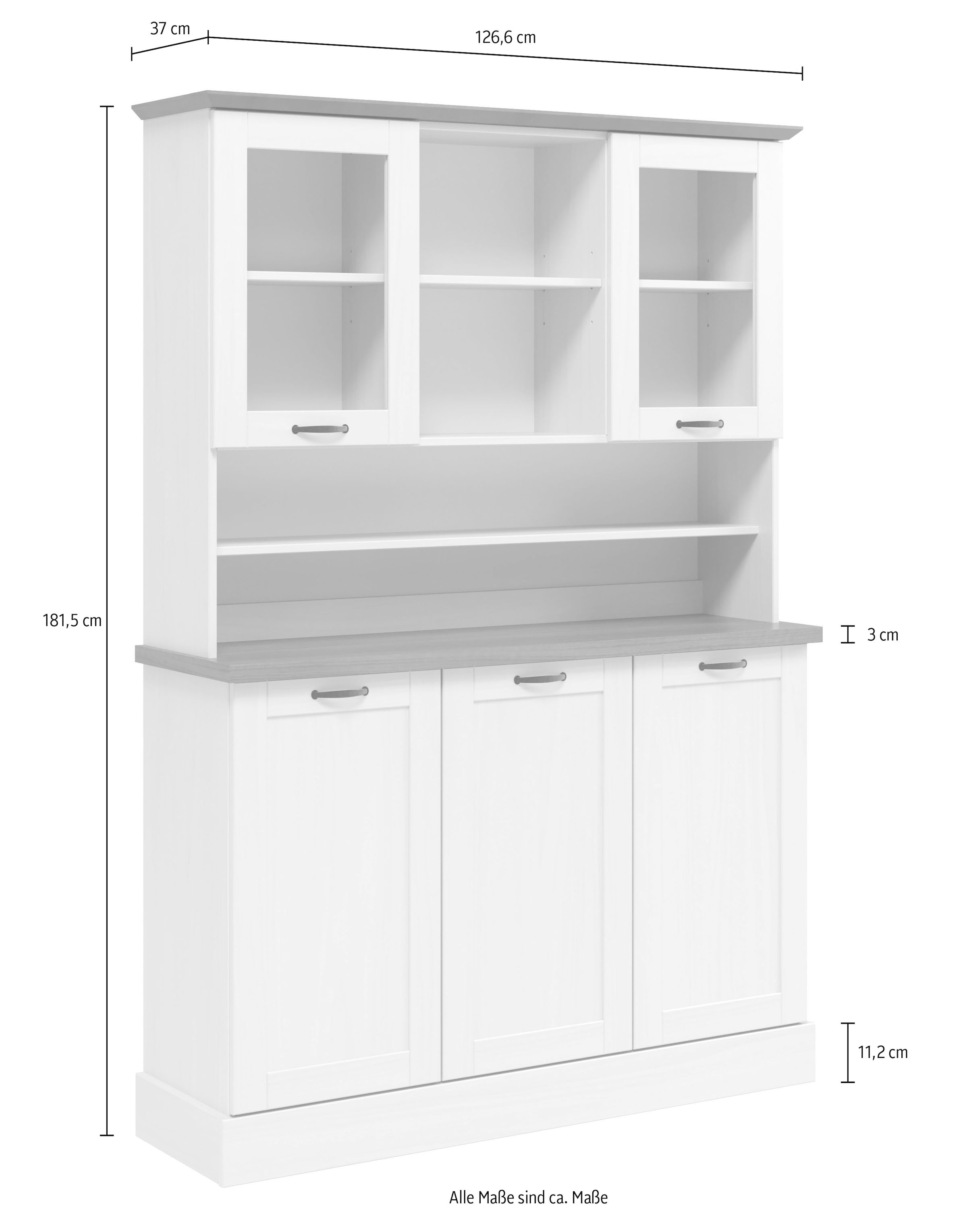 Home affaire Küchenbuffet »Teramo« Breite/Höhe 126/181 cm, mit Metallgriffen
