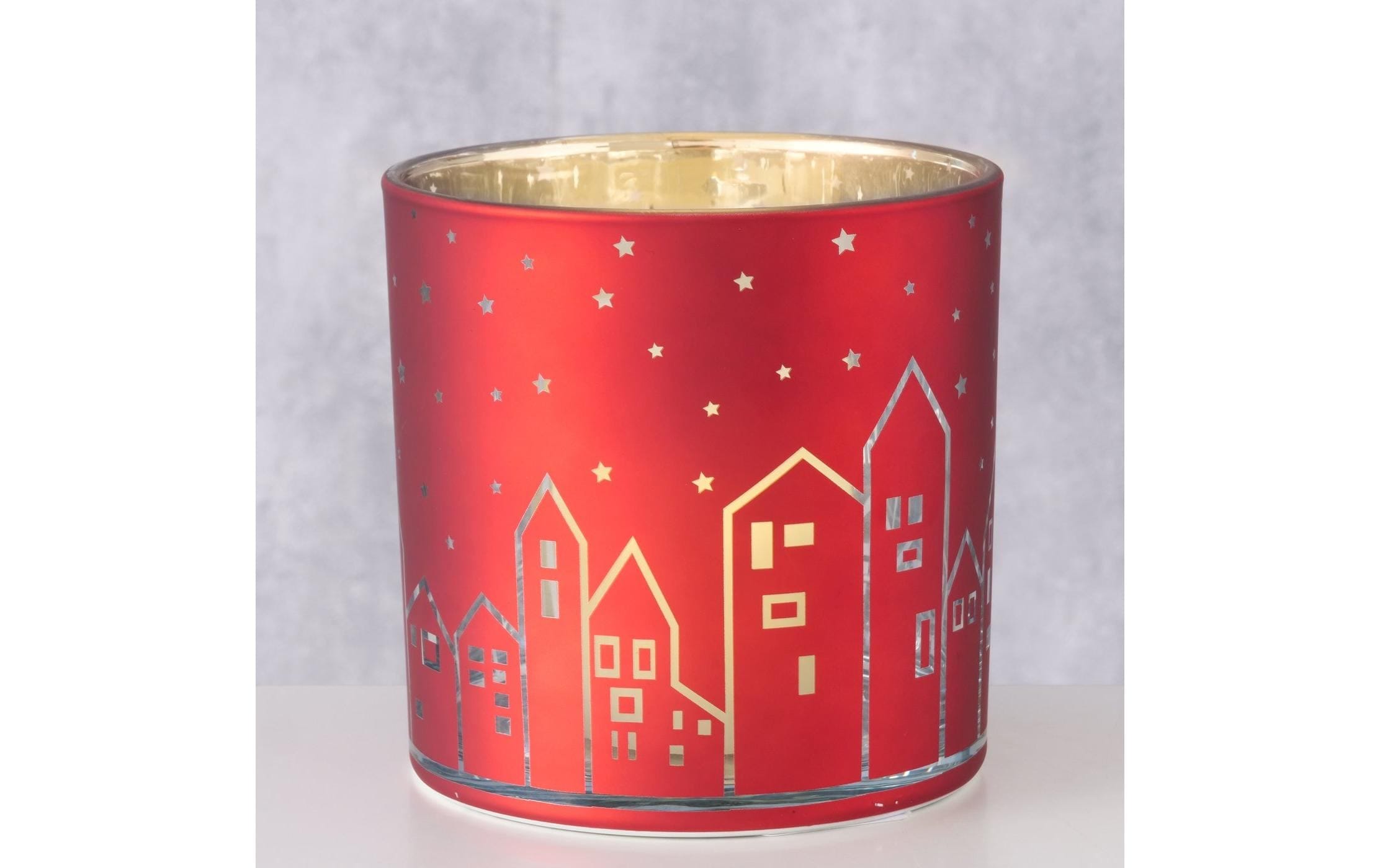 BOLTZE Photophore »Weihnachtswindlicht Little Town Glas, 15 x 15 cm«