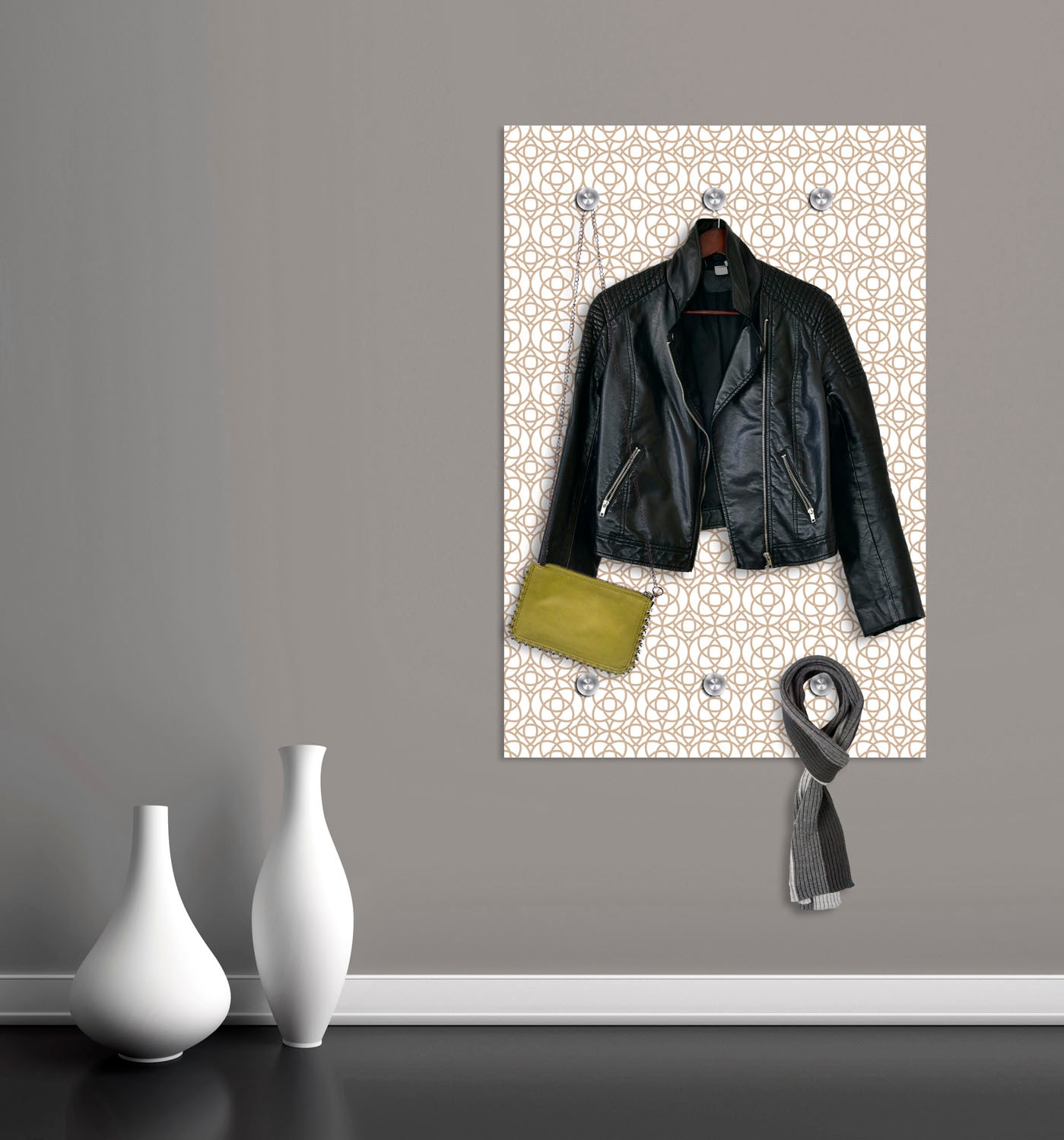 queence Garderobenleiste »Ringe« mit 6 Haken, 80 x 120 cm