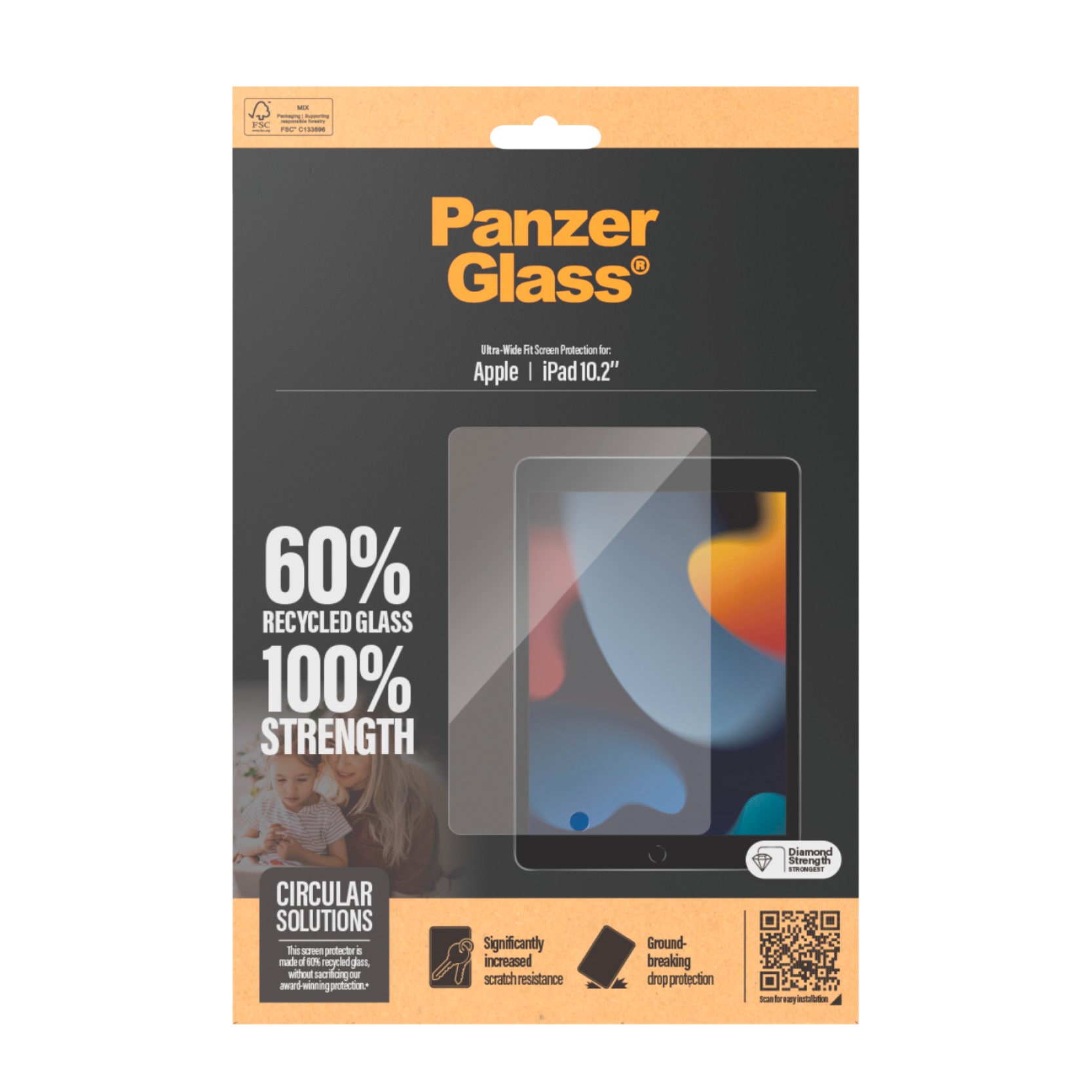 CARE by PanzerGlass Verre de protection d'écran »Ultra-Wide Fit Screen Protection« für Apple iPad 10.2'' film de protection d'écran, film protecteur, protection d'écran, résistant aux rayures et aux chocs