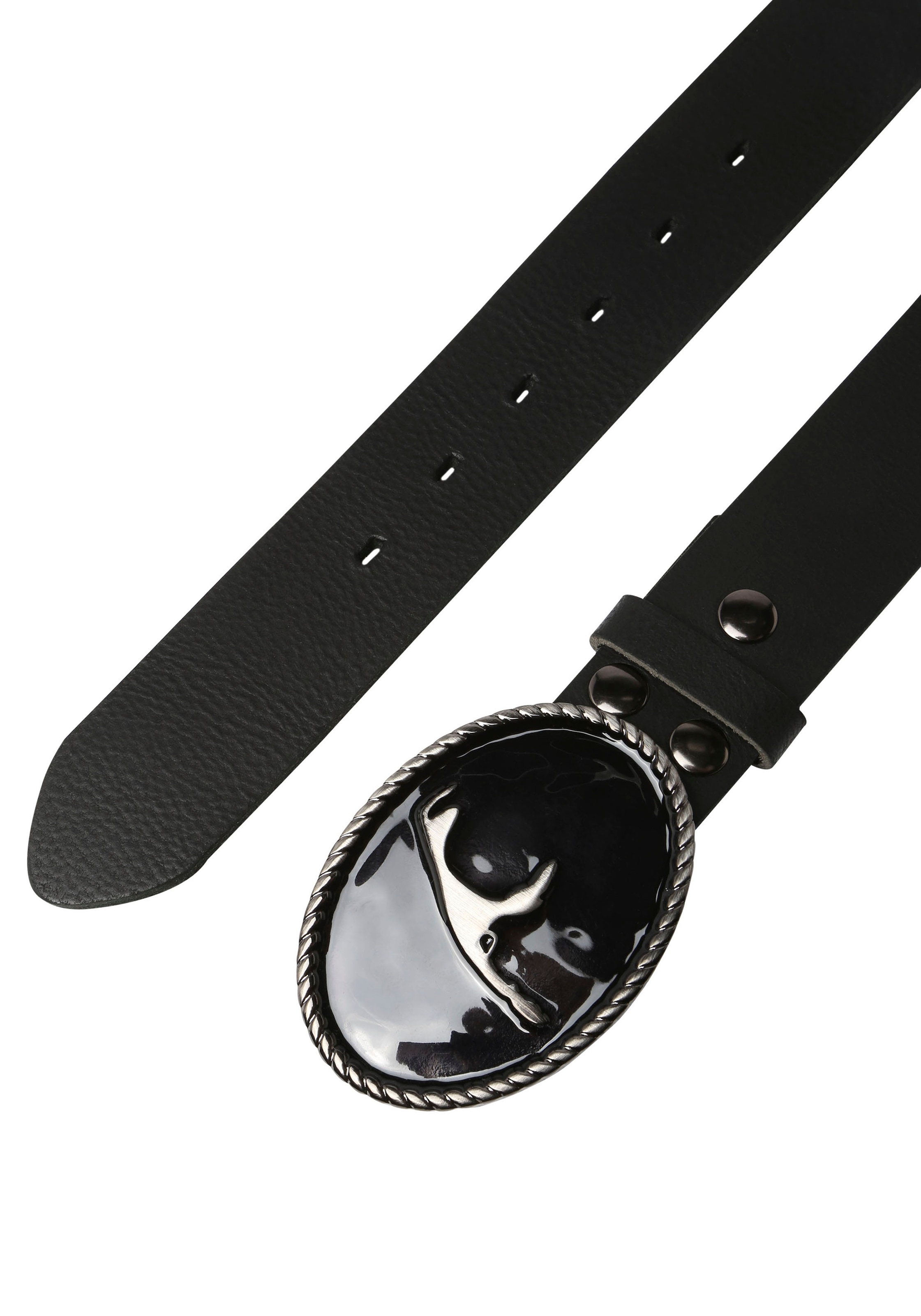 Rettungsring Gürtel Ceinture en cuir avec boucle interchangeable »Sylt Schwarz«