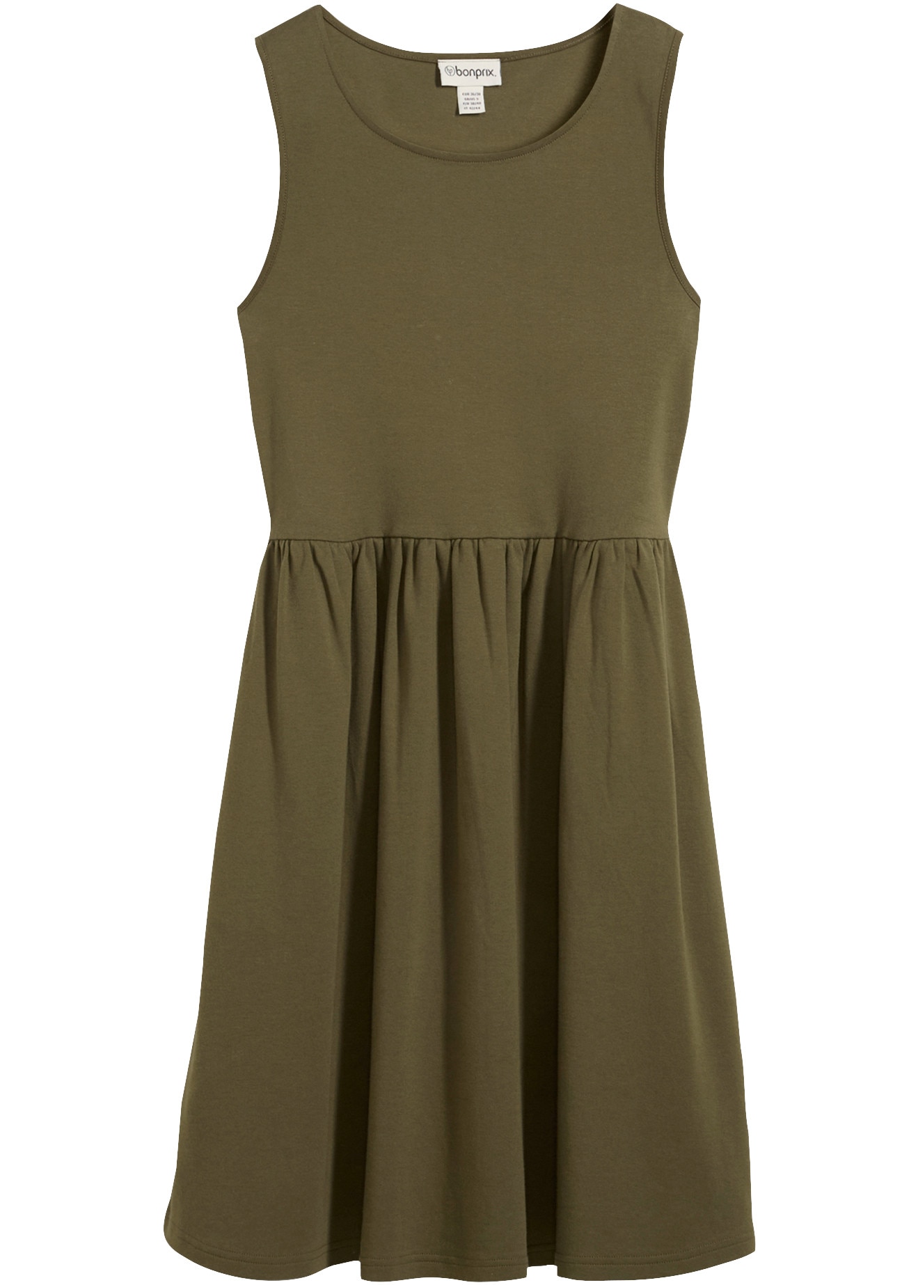 bonprix Robe t-shirt coupe confortable, sans manches, avec poches fendues, en coton