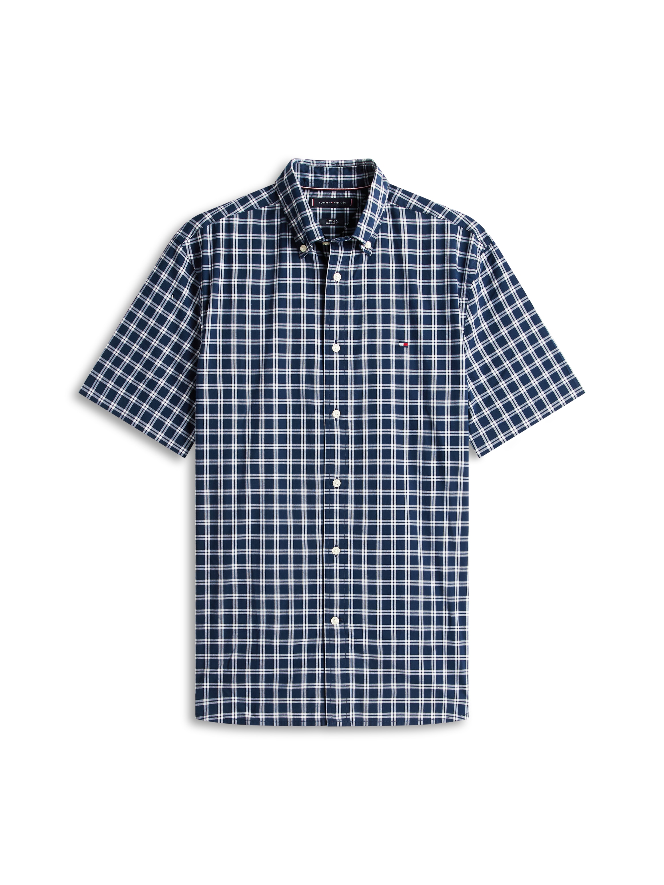 Tommy Hilfiger Chemise à manches courtes »FLEX POPLIN CHECK Regular Fit« Button-Down-Kragen