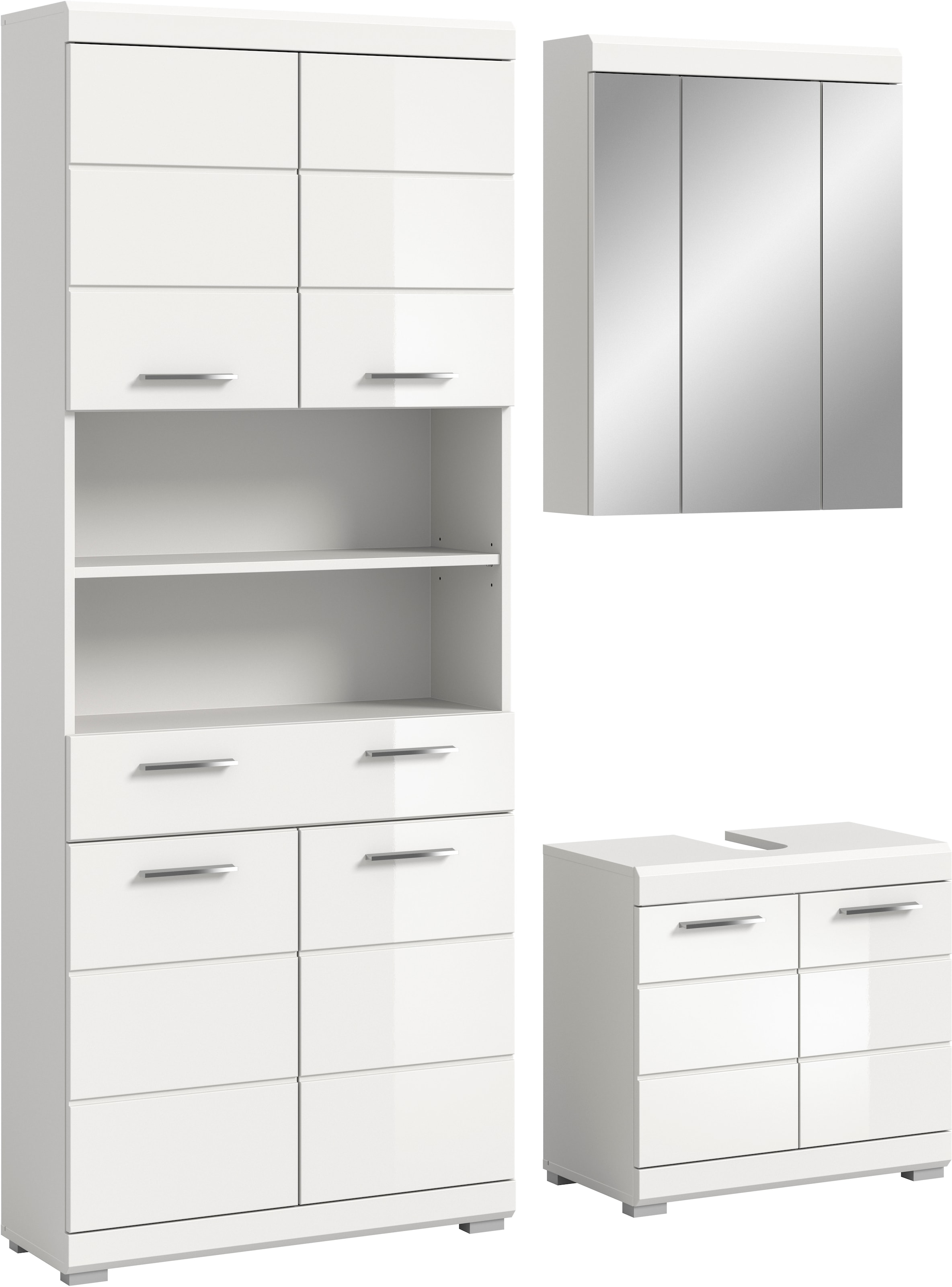 welltime Ensemble de meubles de salle de bain »SIENA, TOPSELLER!, Breite 149cm, 3-teiliges Set« Ensemble, composé de : armoire haute, meuble sous lavabo et armoire miroir, 3 cuis tlg.