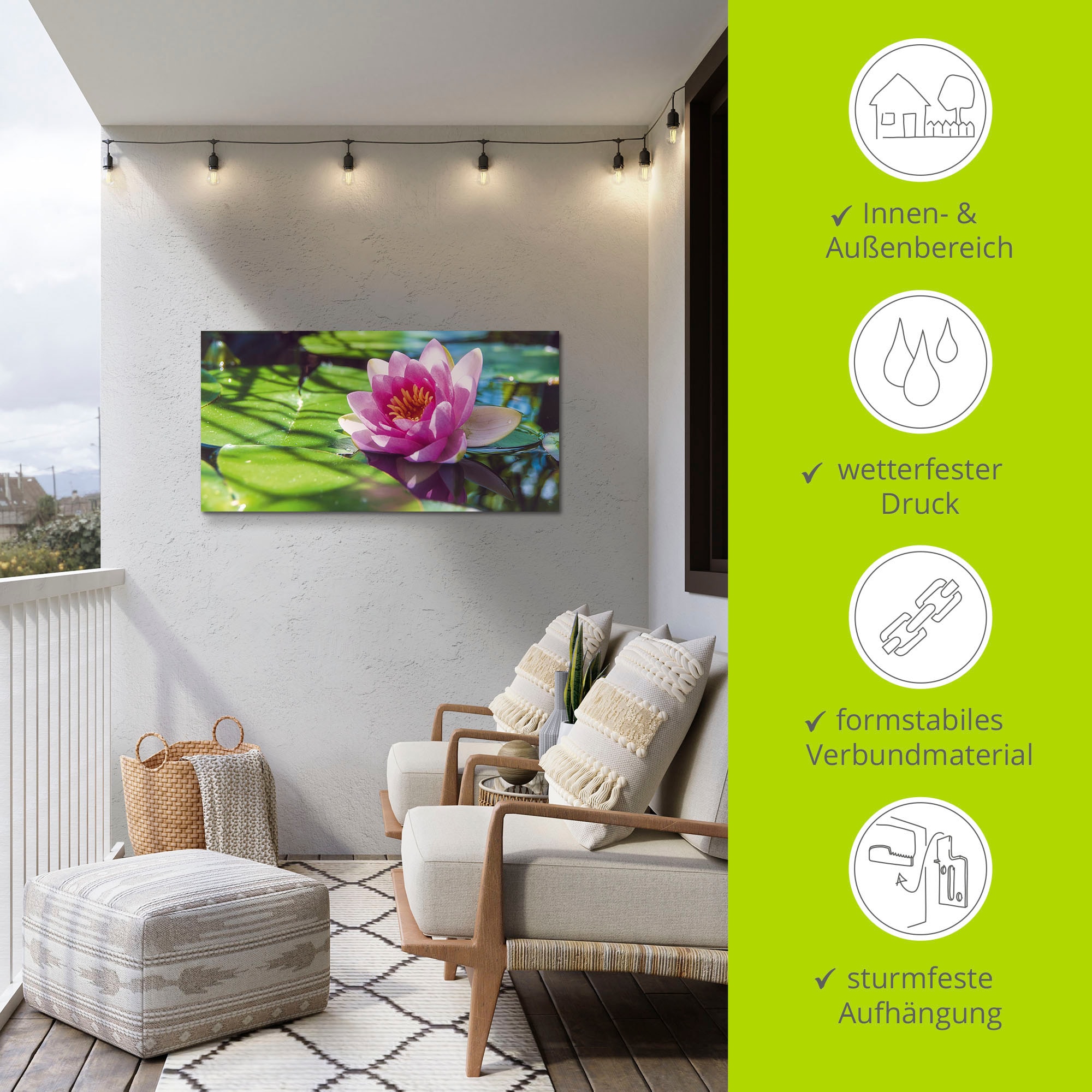 Artland Impression alu-dibond »Seerose Nahaufnahme« 1 cuis tlg. für Innen- und Aussenbereich geeignet, Outdoorbild