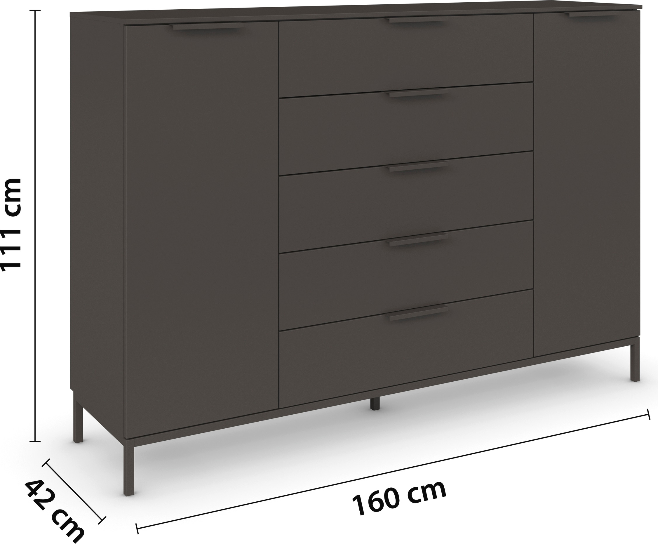 rauch Kombikommode »Kommode Türkommode Sideboard Kombikommode FLIPP« Breite 160/180 cm mit 4 Einlegeböden,  2-türig mit  5 Schubladen und Soft-Close-Funktion in zwei Breiten