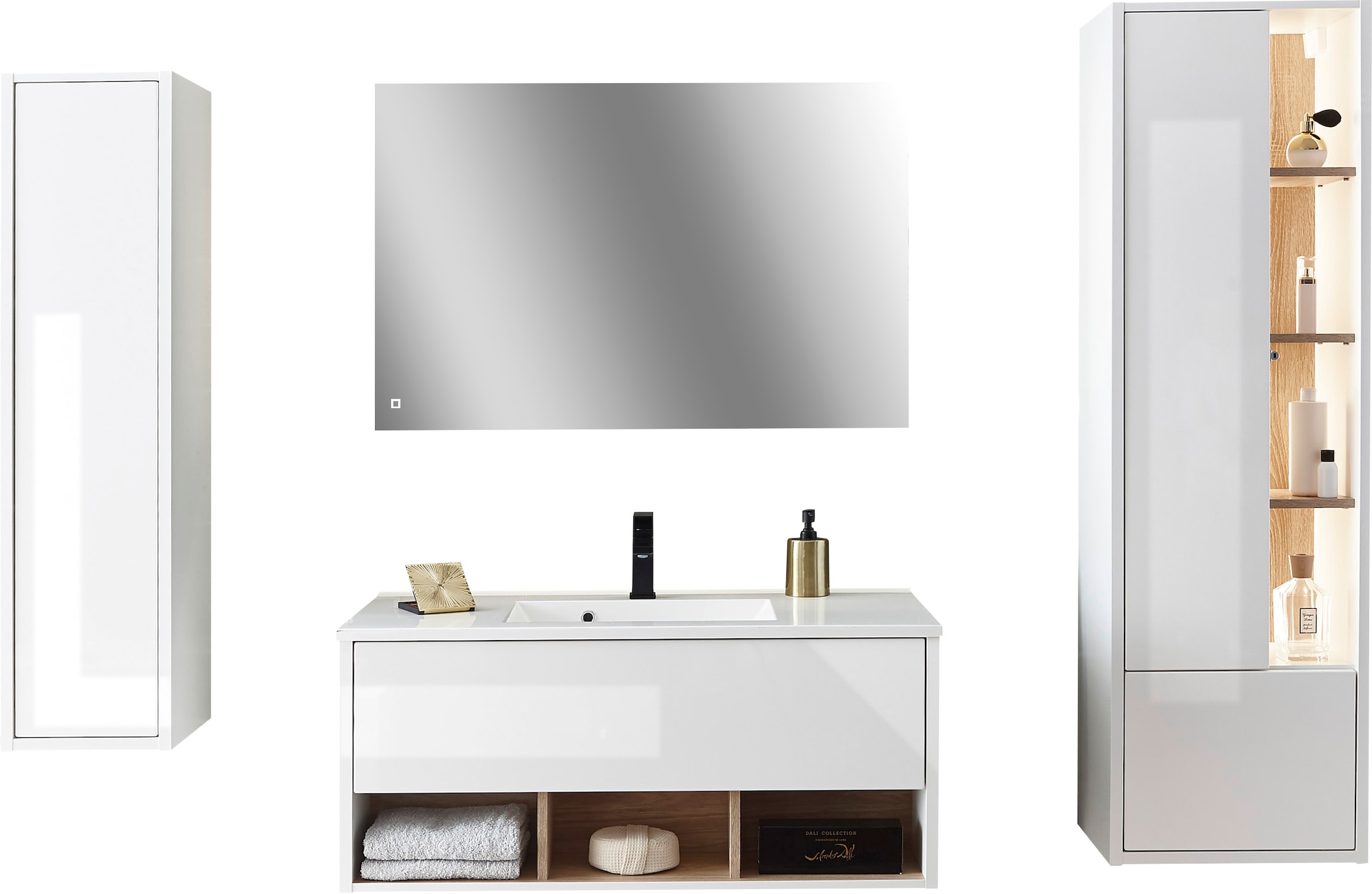 PLACES OF STYLE Badmöbel-Set »Studio Line, Bad im modernen Design, 4-teiliges Badezimmer« 4 Stk. tlg.