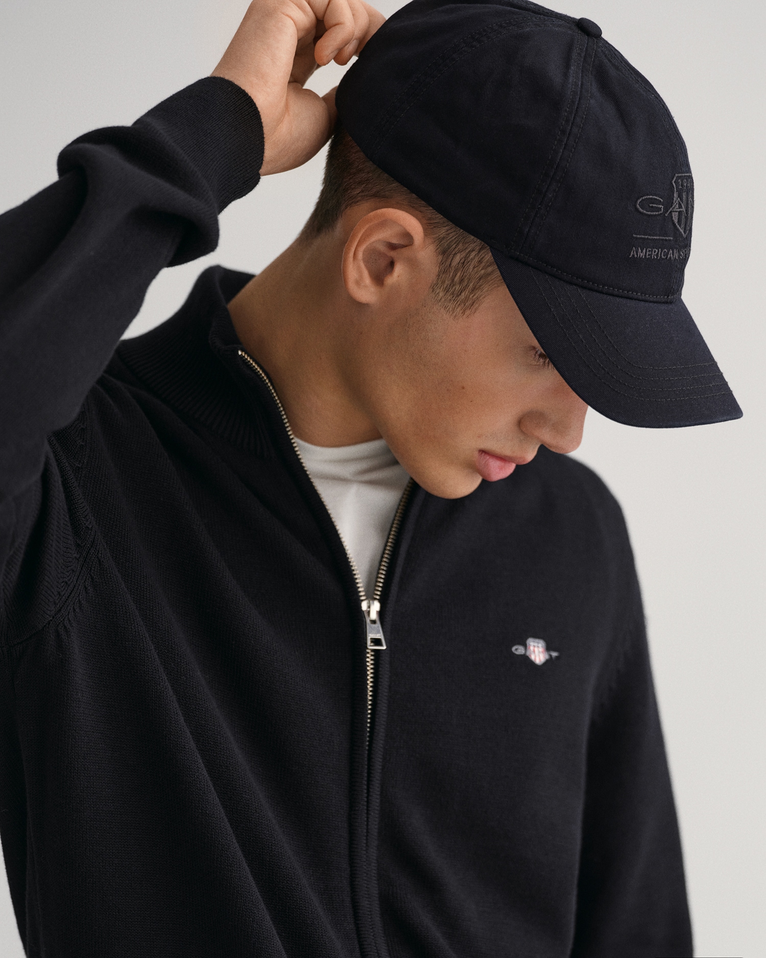 Gant Cardigan »CASUAL COTTON ZIP CARDIGAN« avec bord-côte au col montant, aux manches et à l'ourlet