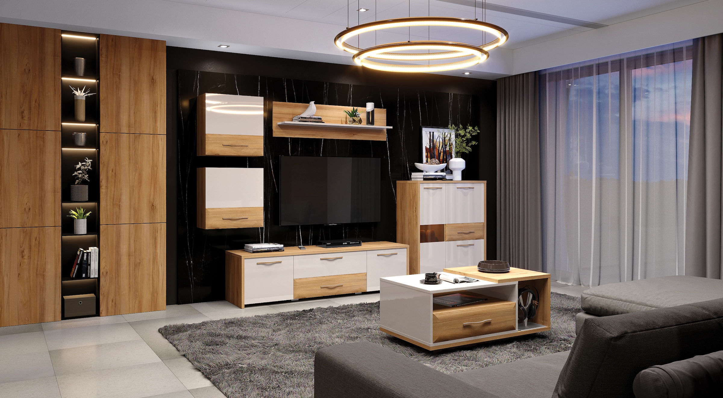 GOODproduct Vitrine suspendue »Gala« disponible en deux tailles,  Armoire murale, laquée UV, résistante aux rayures, haute brillance