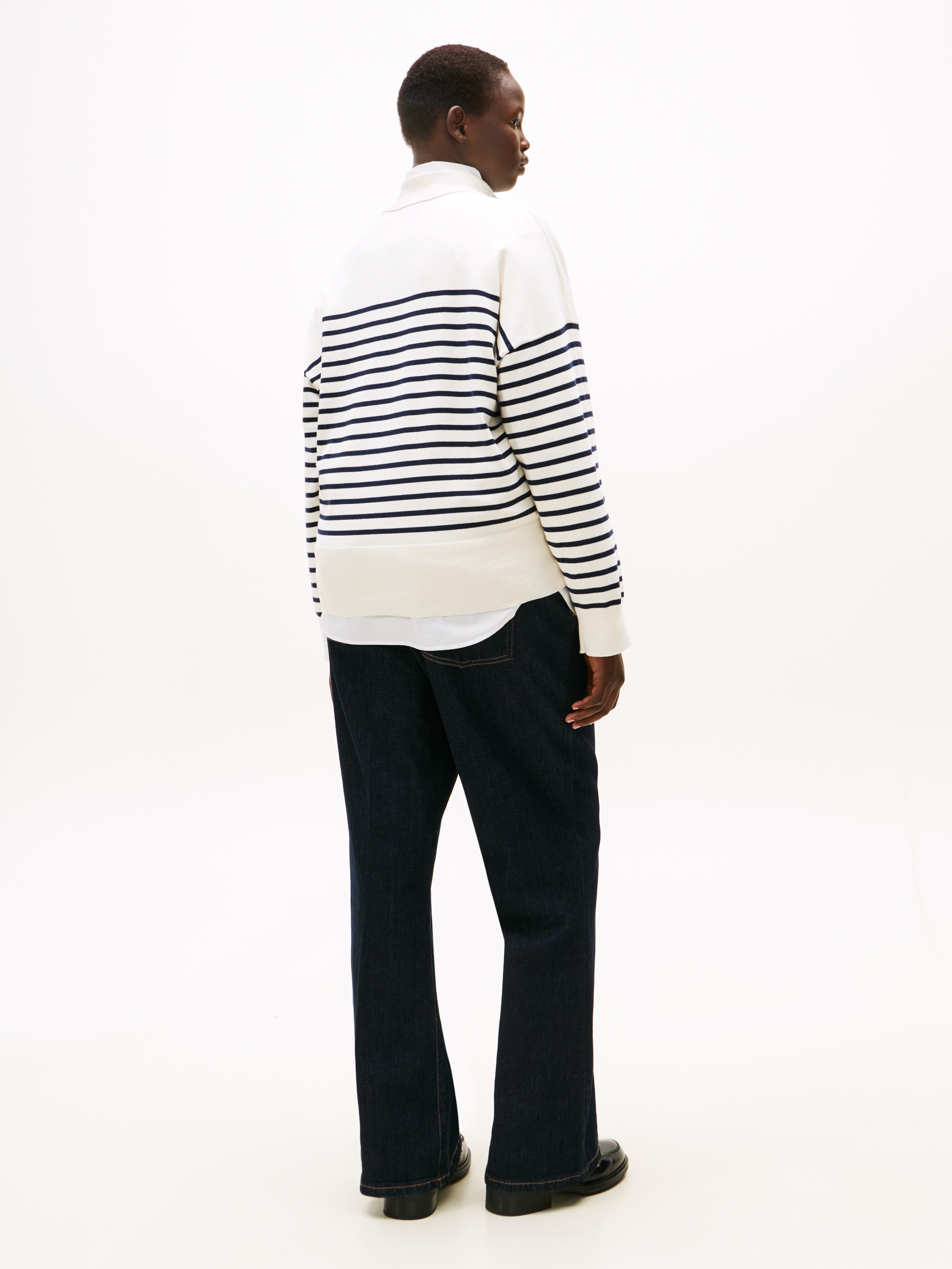 Tommy Hilfiger Curve Stehkragenpullover »CRV CO JERSEY GOLD BTN MK-NK SWT« in grossen Grössen, mit goldfarbenen Knöpfen