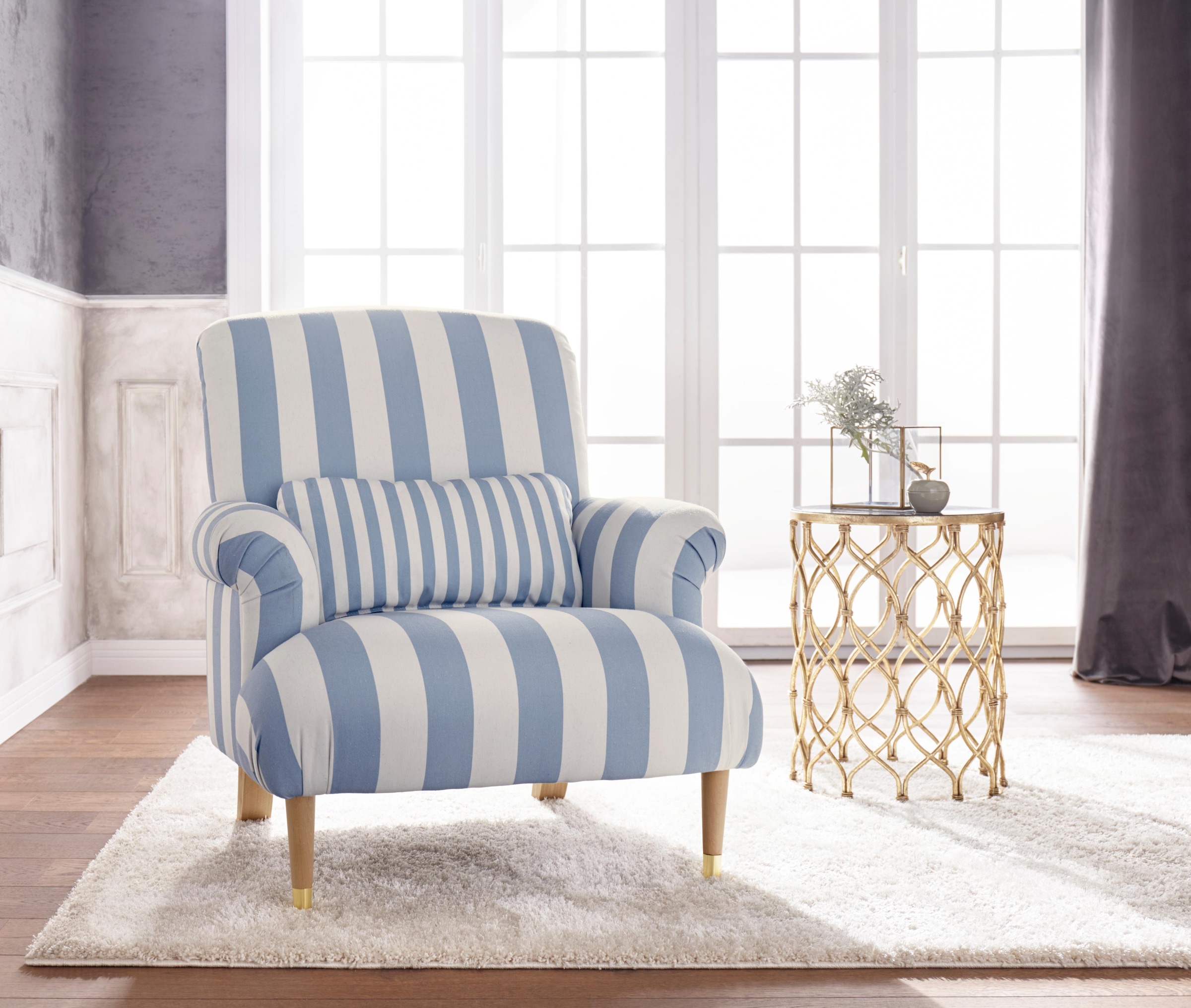 Home affaire XXL-Sessel »Cholet Sessel« mit Zierkissen und Beinen aus Eiche, Bezugsqualität: Baumwollmix, Big