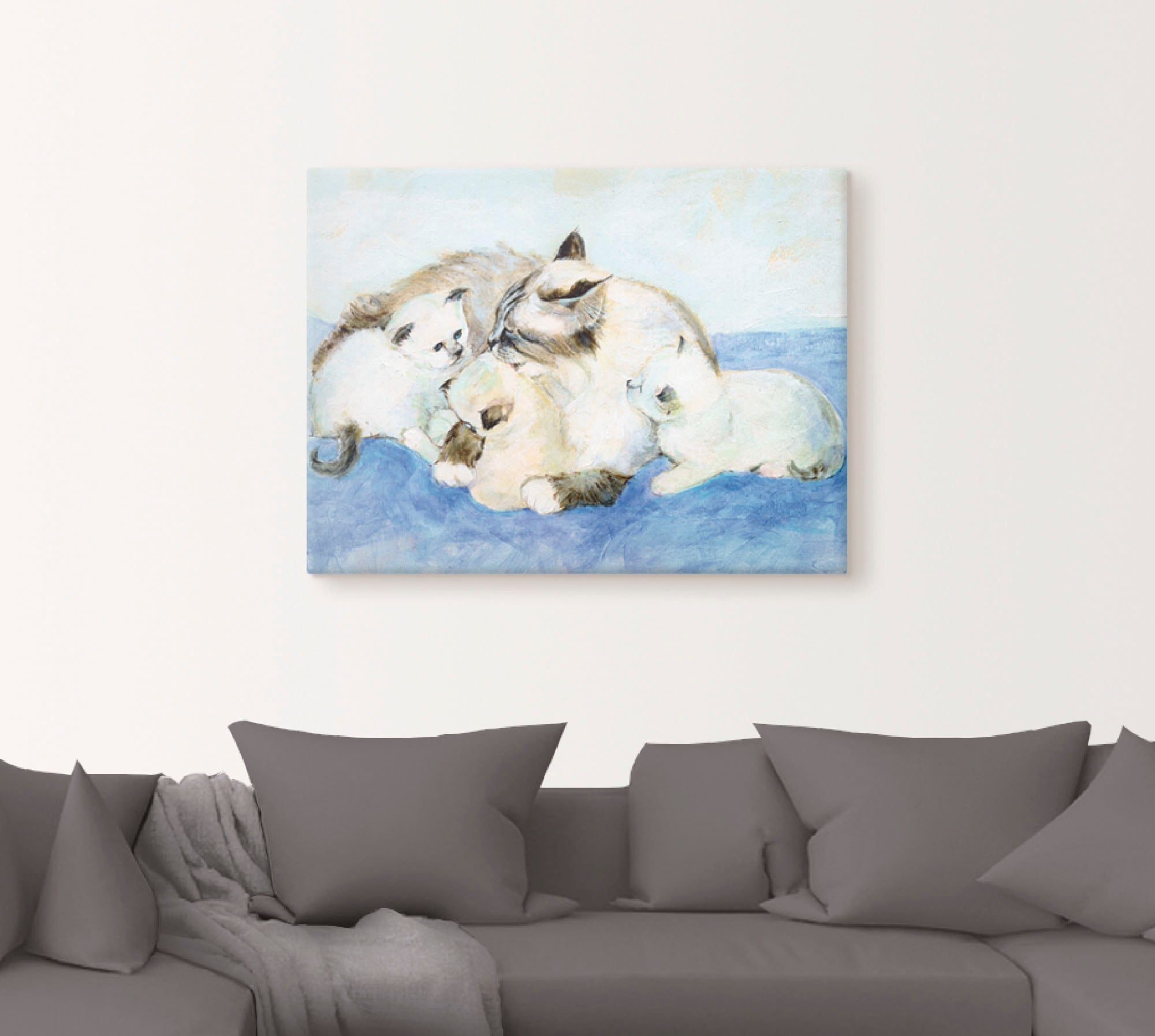 Artland Tableau sur toile »Katzenfamilie« Animaux de compagnie 1 cuis tlg. tendu sur cadre en bois