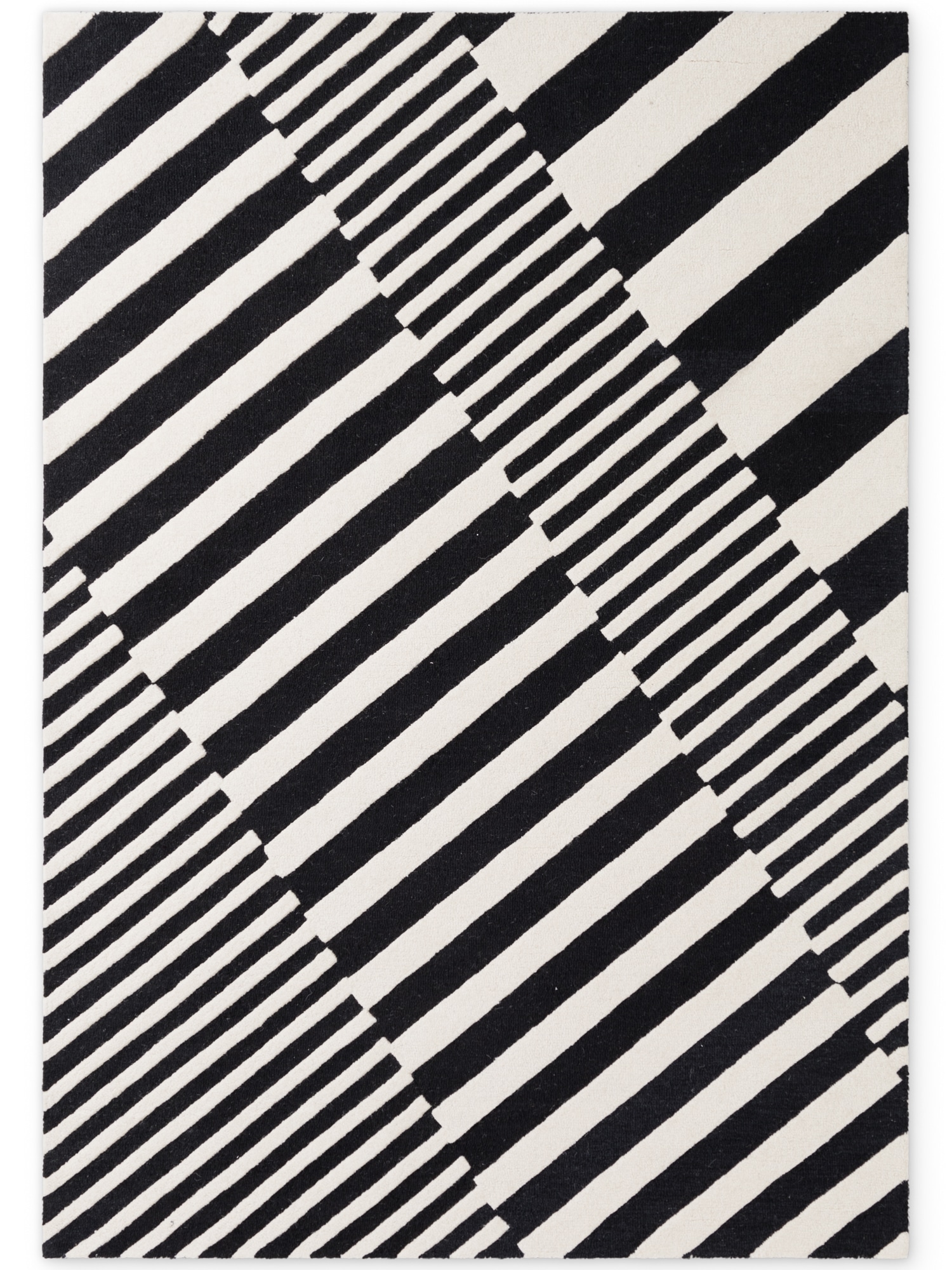 ELLE DECORATION Tapis en laine »Flux« Rectangulaire 12 mm Höhe Wolle, Natur, Wohnzimmer, schwarz weiss, Geometrisch, Streifen