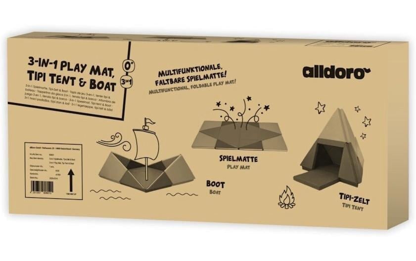 alldoro Spielmatte »3-in-1 faltbar zu Tipi-Zelt und Boot 182 x 105 cm«