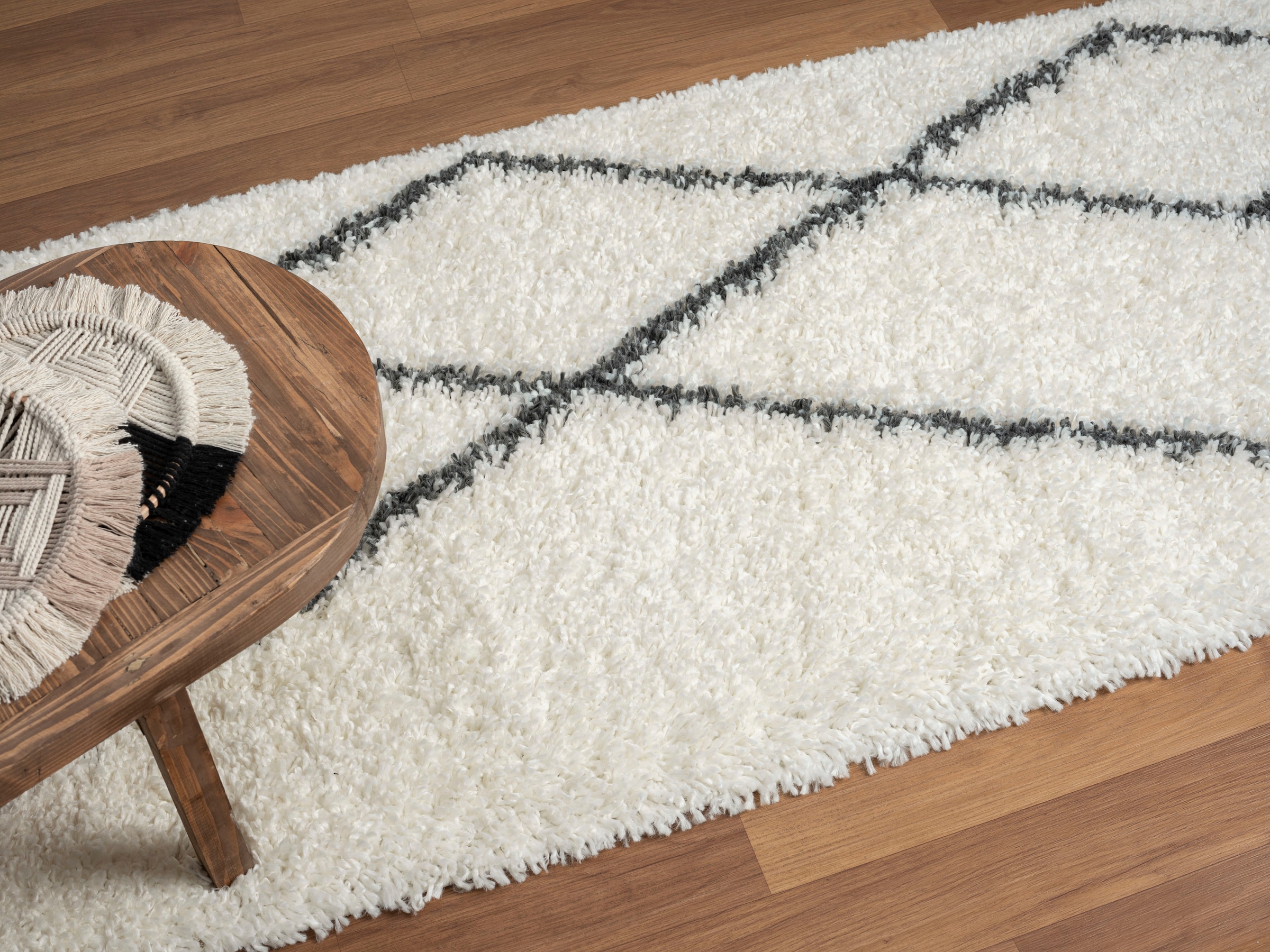 Myflair Möbel & Accessoires Hochflor-Läufer »My Shaggy Raute« rechteckig 37 mm Höhe Shaggy, Scandi Rauten Design, leicht glänzend, extra flauschig