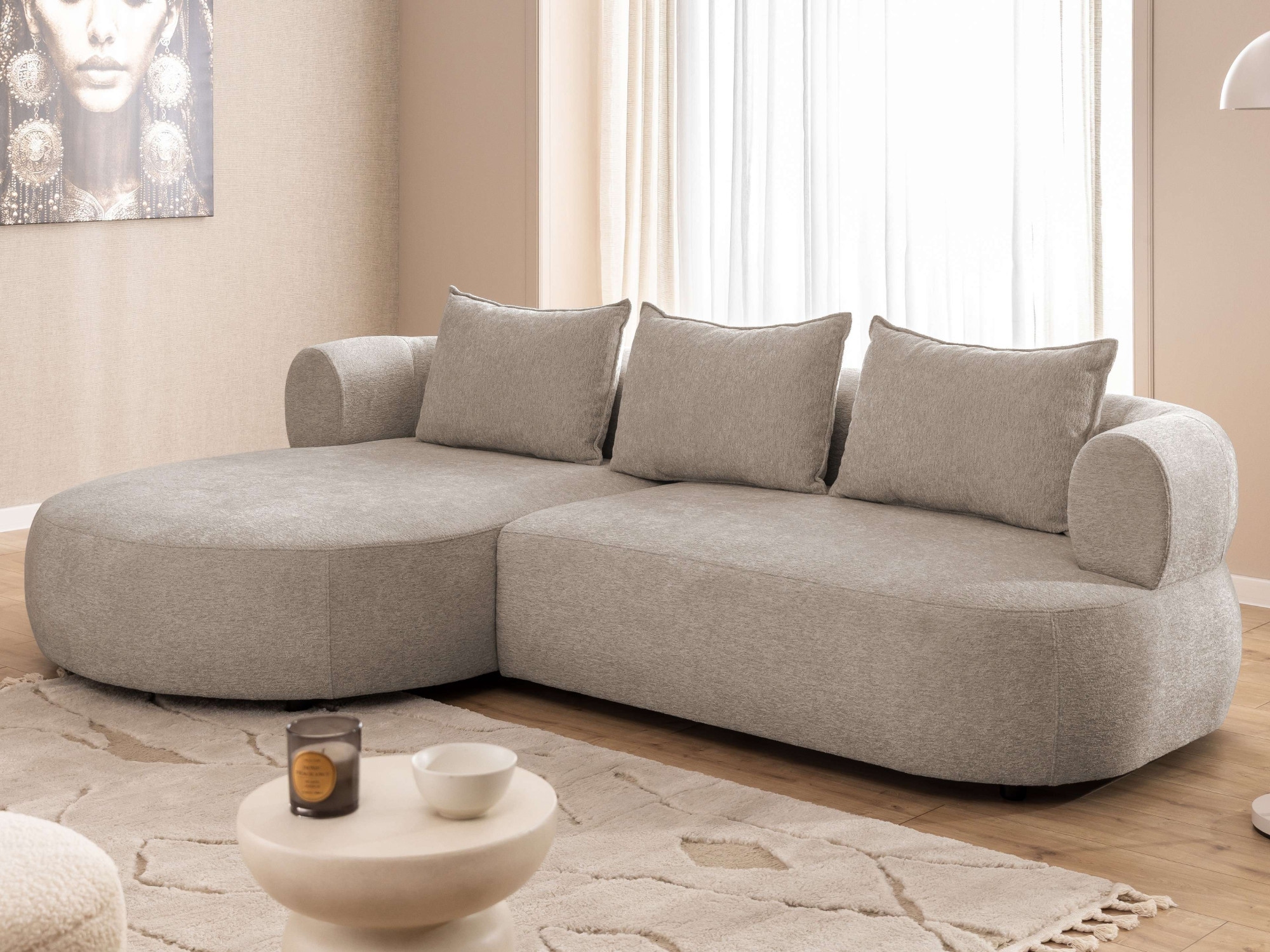 Home affaire Canapé d'angle »LUSSAC L-Form Design-Sofa mit Zierkissen, Masse B/T/H: 257/159/78 cm« grand confort d'assise et design moderne, canapé sans fonction lit