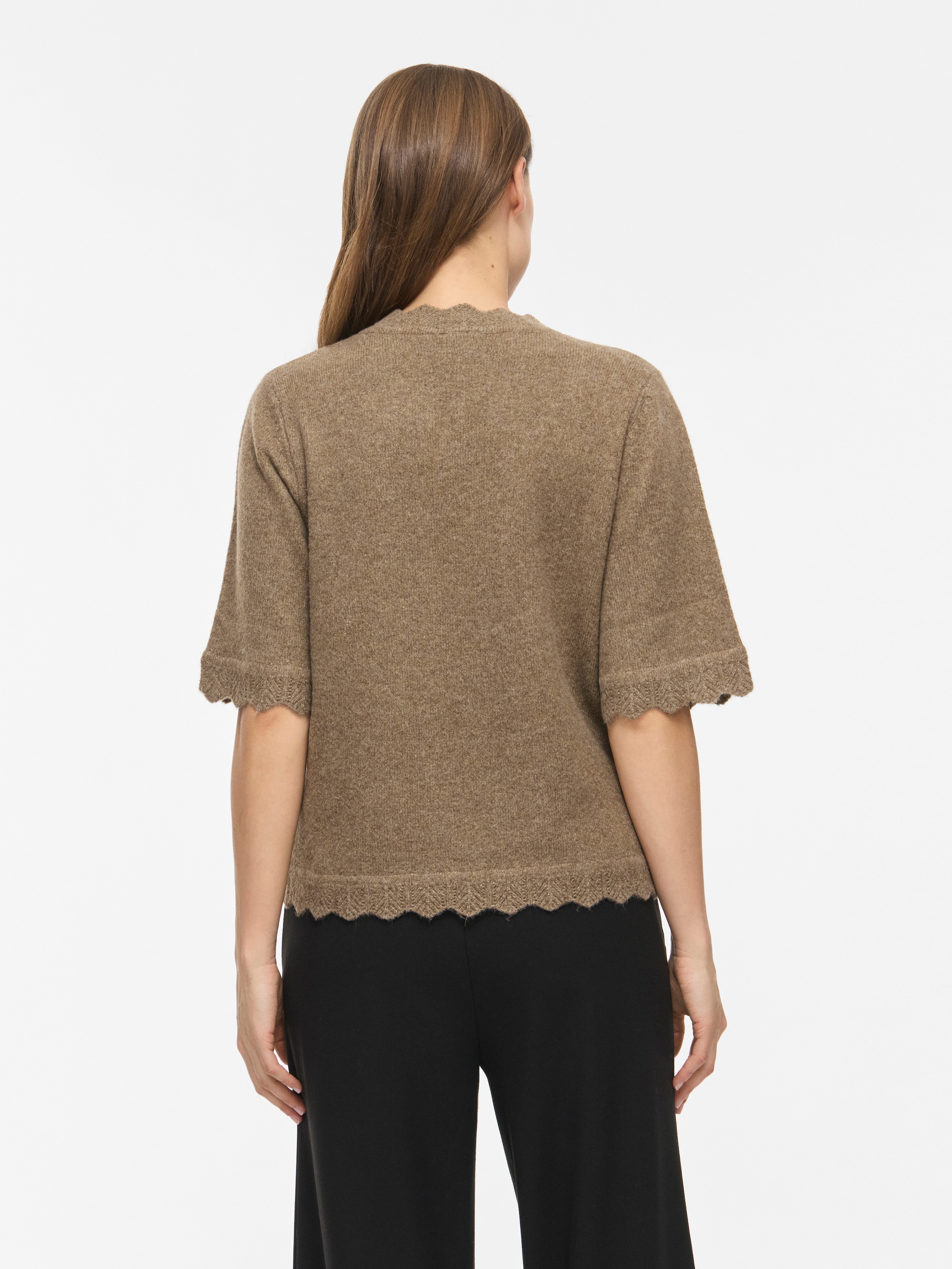 Vila Pull à manches courtes »VINIKOLINA O-NECK 2/4 KNIT TOP - NOOS« mélange de matériaux, coupe normale