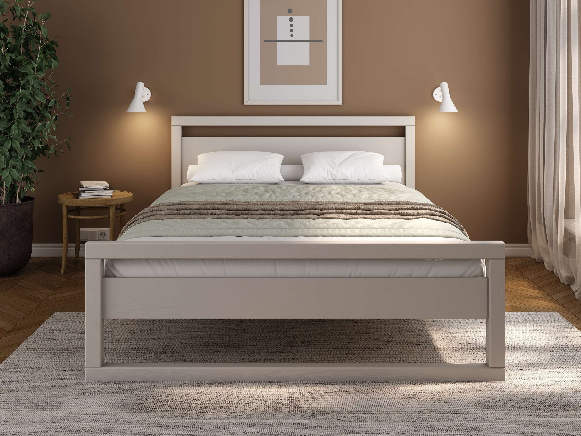 GOODproduct Massivholzbett »Wellow , Kaschmir-Beige-Beige, Kiefer, inklusive Lattenrost« Liegefläche 140x200 cm,  nordisch-modern, bis 180 kg belastbar, FSC® & Made in Europe