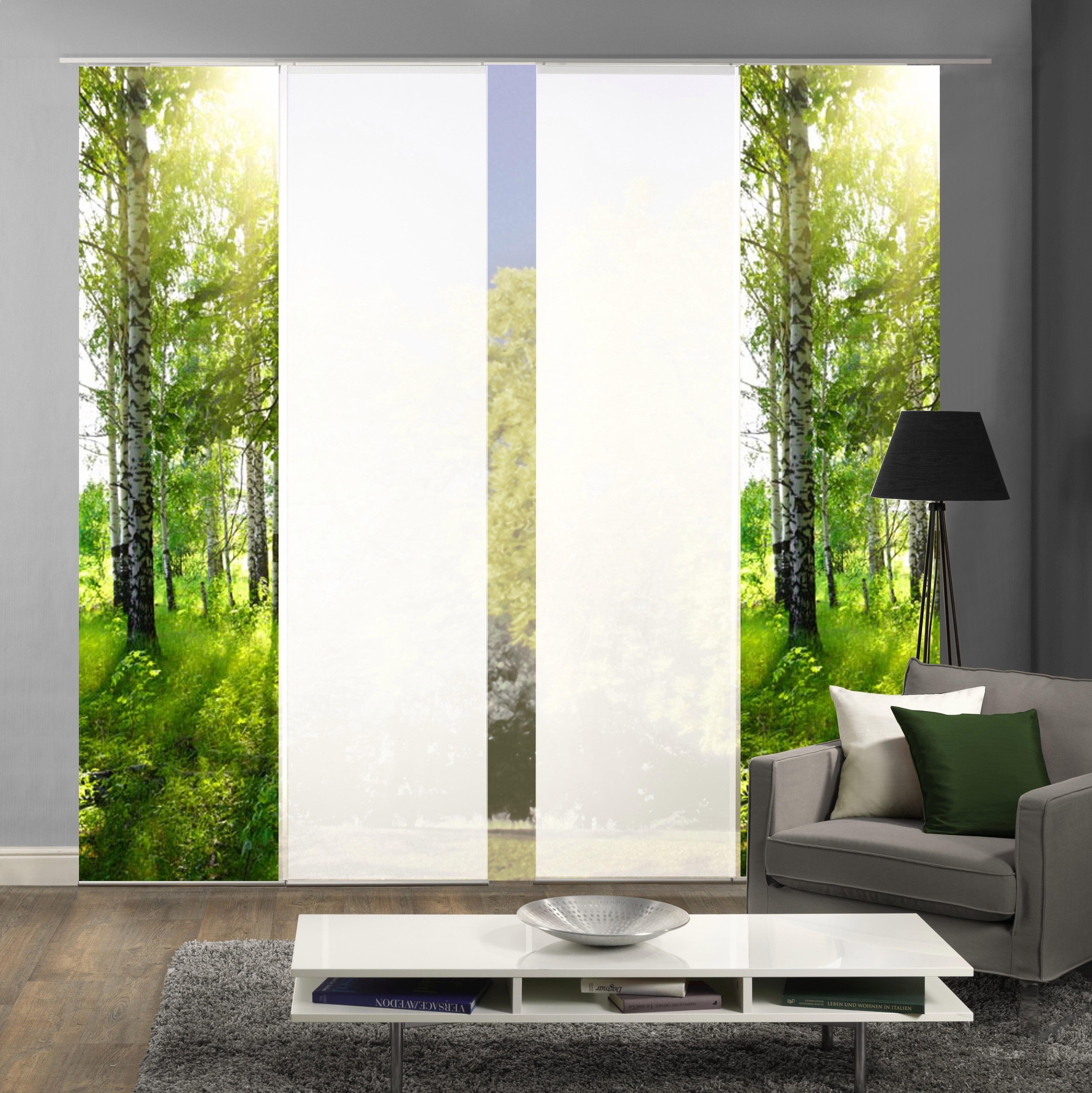 HOME WOHNIDEEN Schiebegardine »GALWAY« Klettband 4 Stk. tlg. HxB: 245x60, inkl. Befestigungszubehör