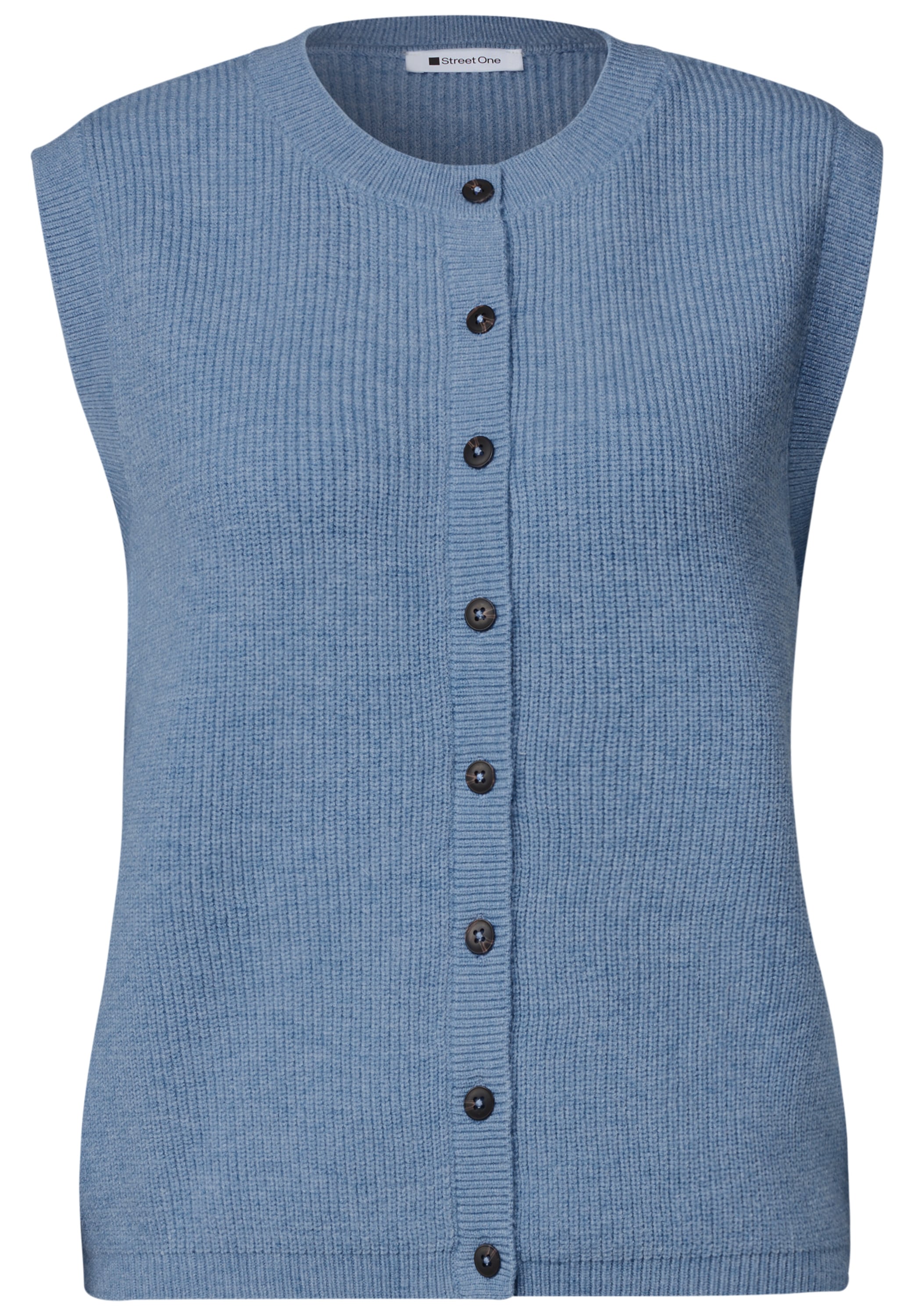 STREET ONE Gilet tricoté avec patte de boutonnage et col rond