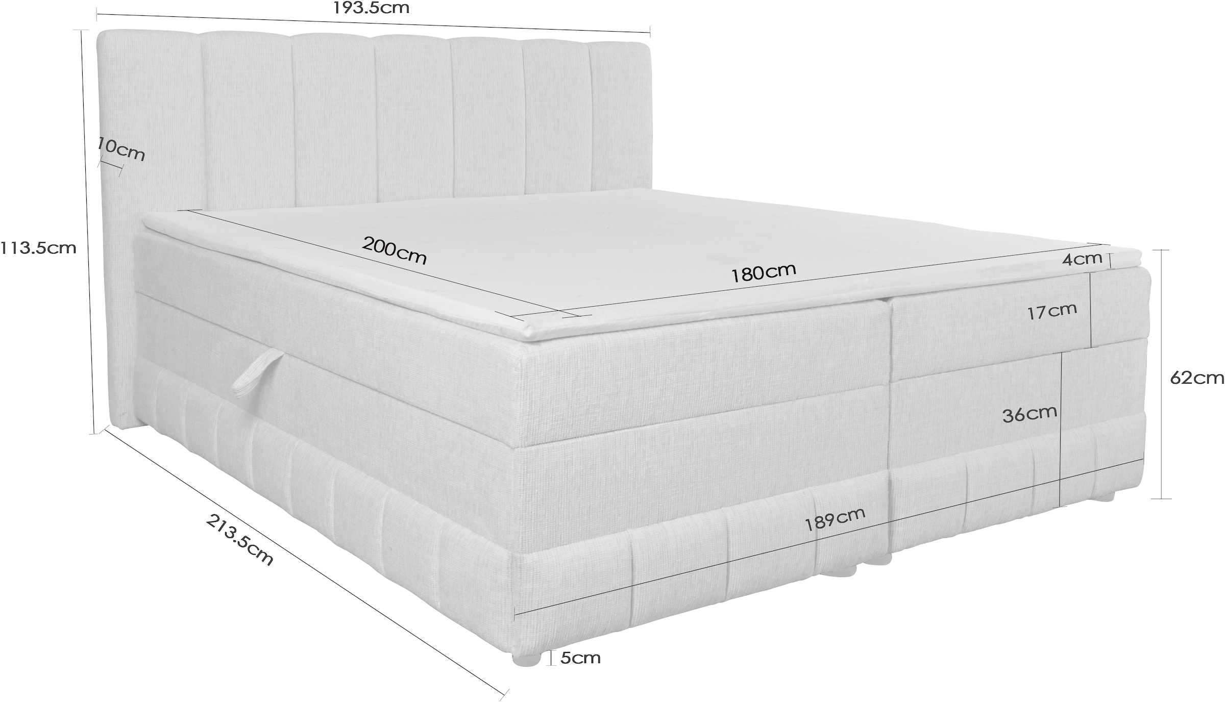 GOODproduct Lit de boxe »Likely inkl. Bettkasten, Liegefläche 180x200 cm, in Boxspring-Optik« inkl. Topper & Aufbauvideo, erhältlich in verschiedenen Farben