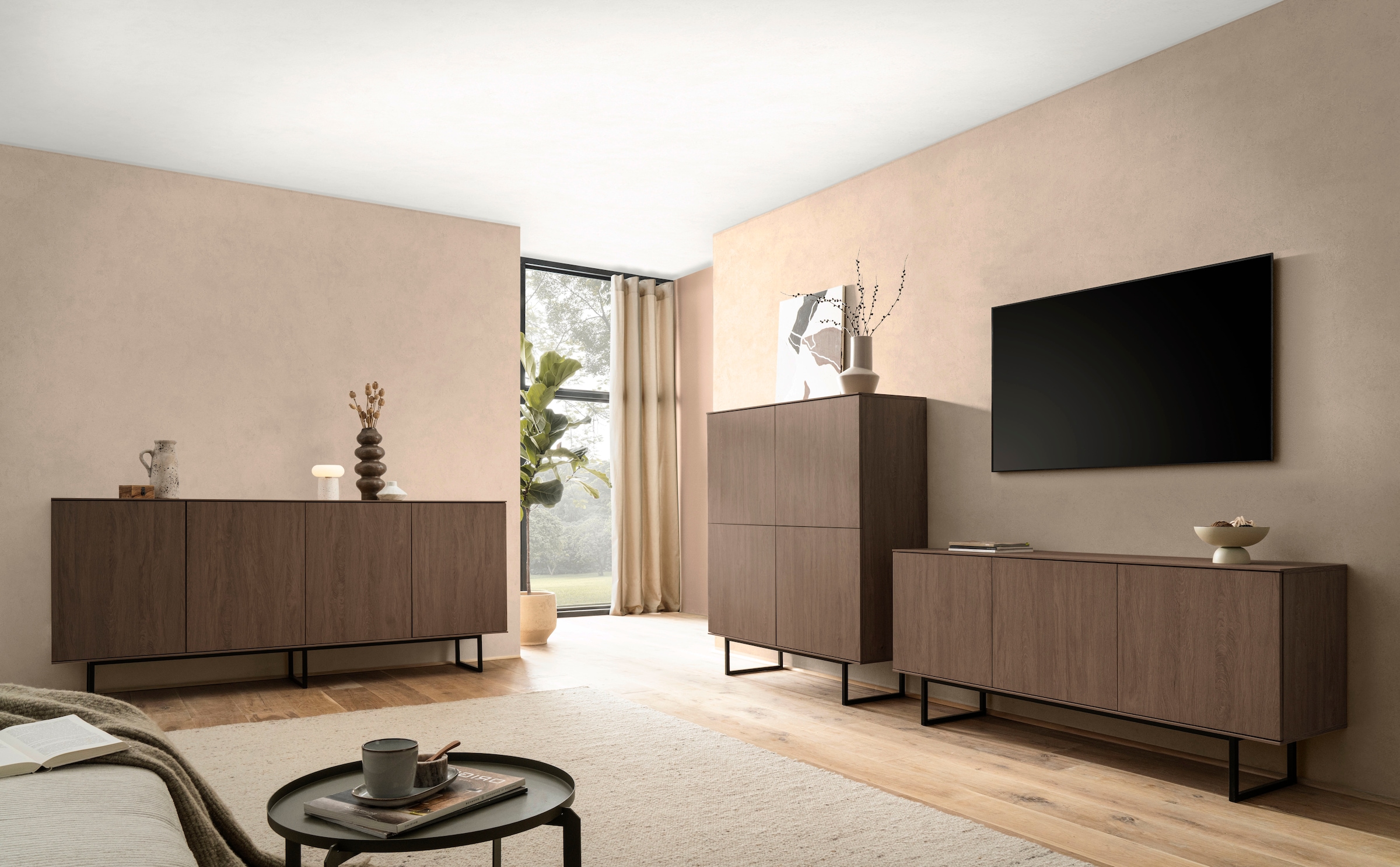 Home affaire Buffet »Lund, moderner Schrank, Kommode mit Kufengestell« surface supérieure visuellement fine, aspect haut de gamme, espace de rangement suffisant