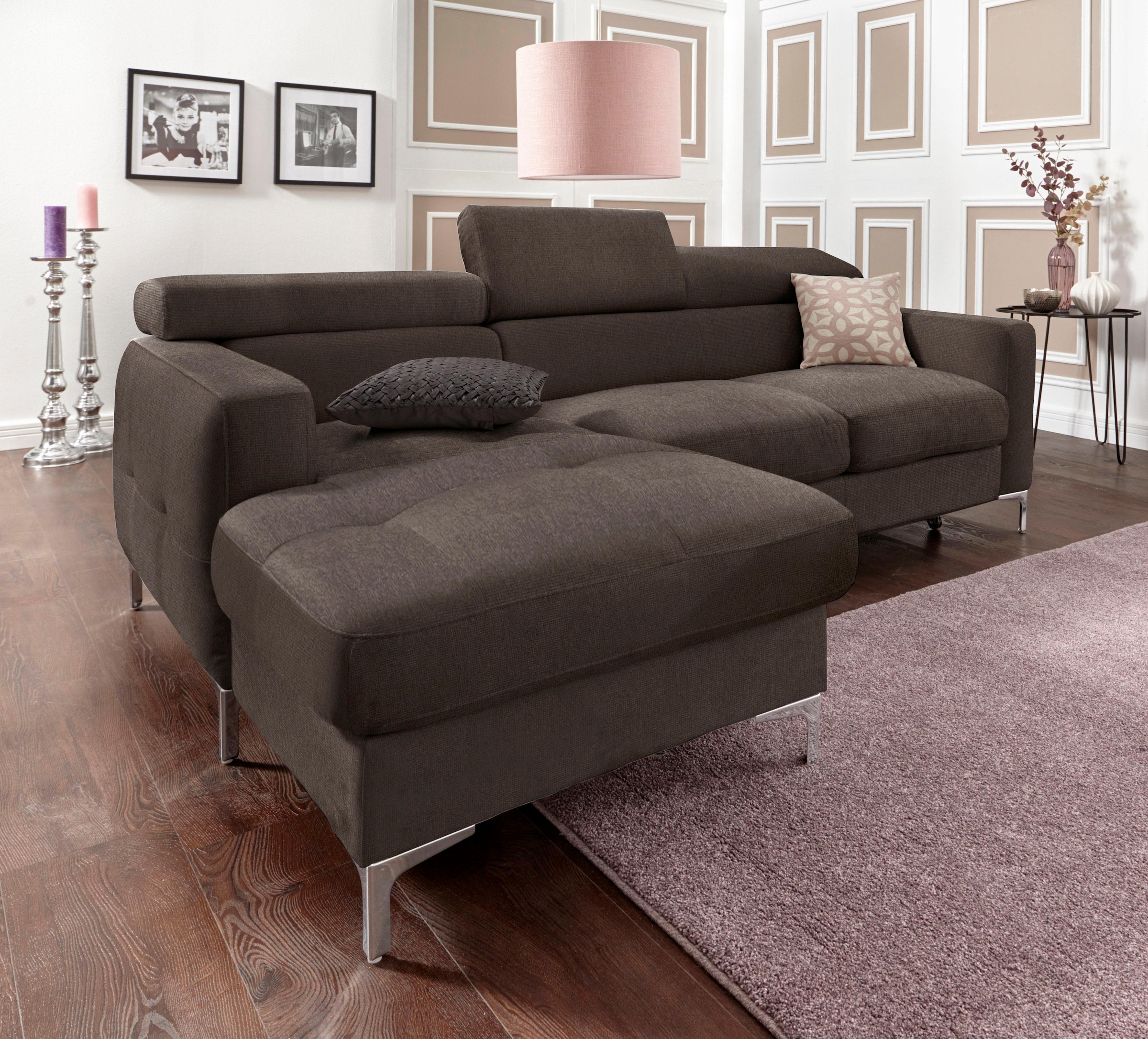 COTTA Canapé d'angle »Sammy L-Form« mit Kopfteilverstellung, wahlweise mit Bettfunktion & Bettkasten