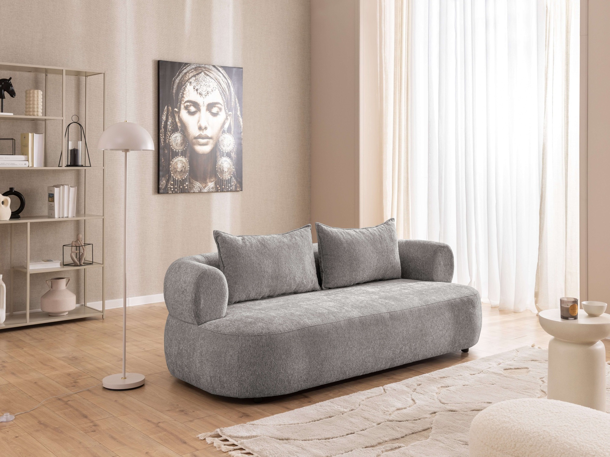 Home affaire 3-Sitzer »LUSSAC 3-Sitzer Design-Sofa mit Zierkissen, Masse B/T/H: 202/123/78 cm« hoher Sitzkomfort und modernes Design, Sofa ohne Bettfunktion