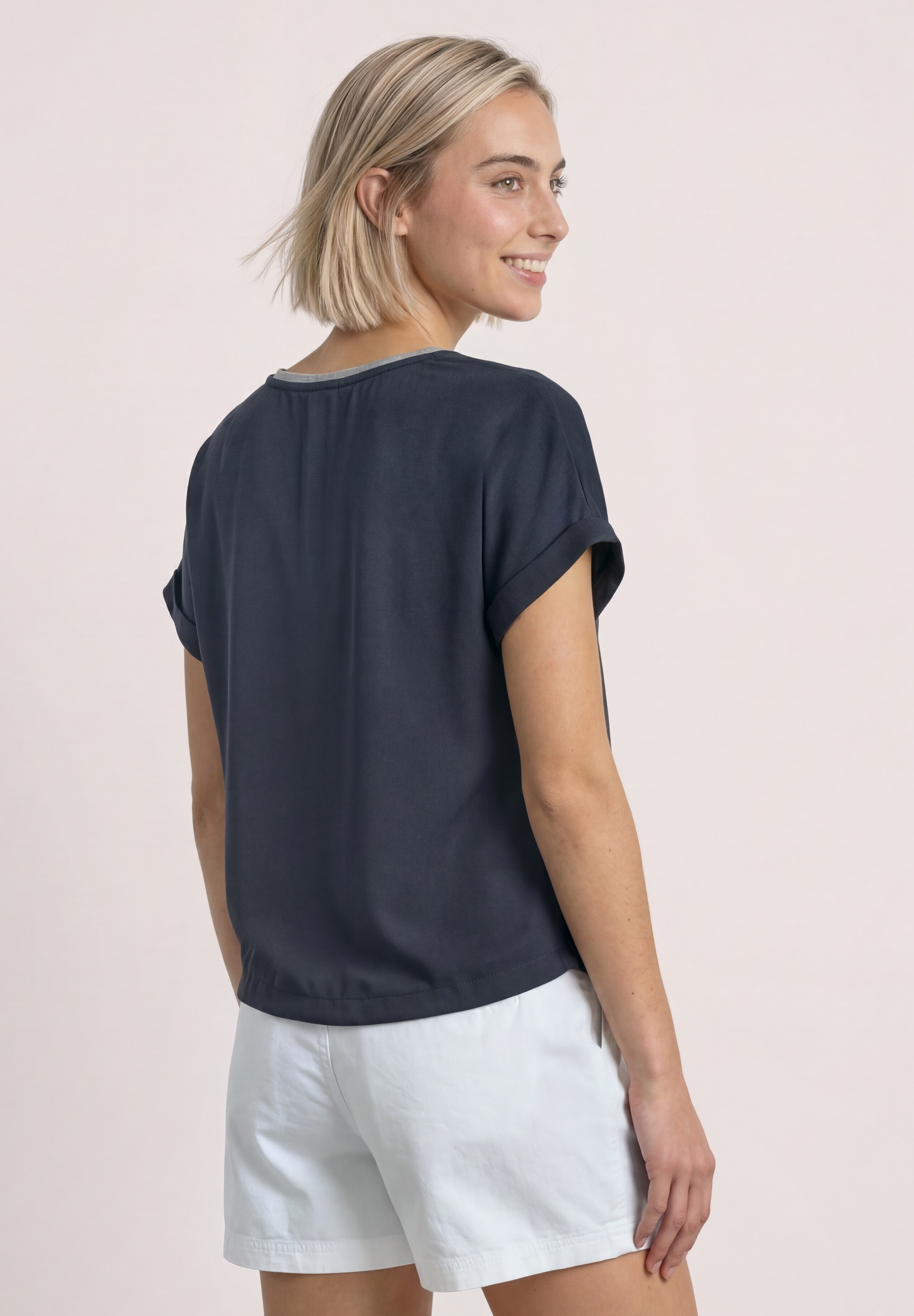 STREET ONE Haut de chemise T-shirt d'été 2-en-1 en chiffon avec encolure bateau