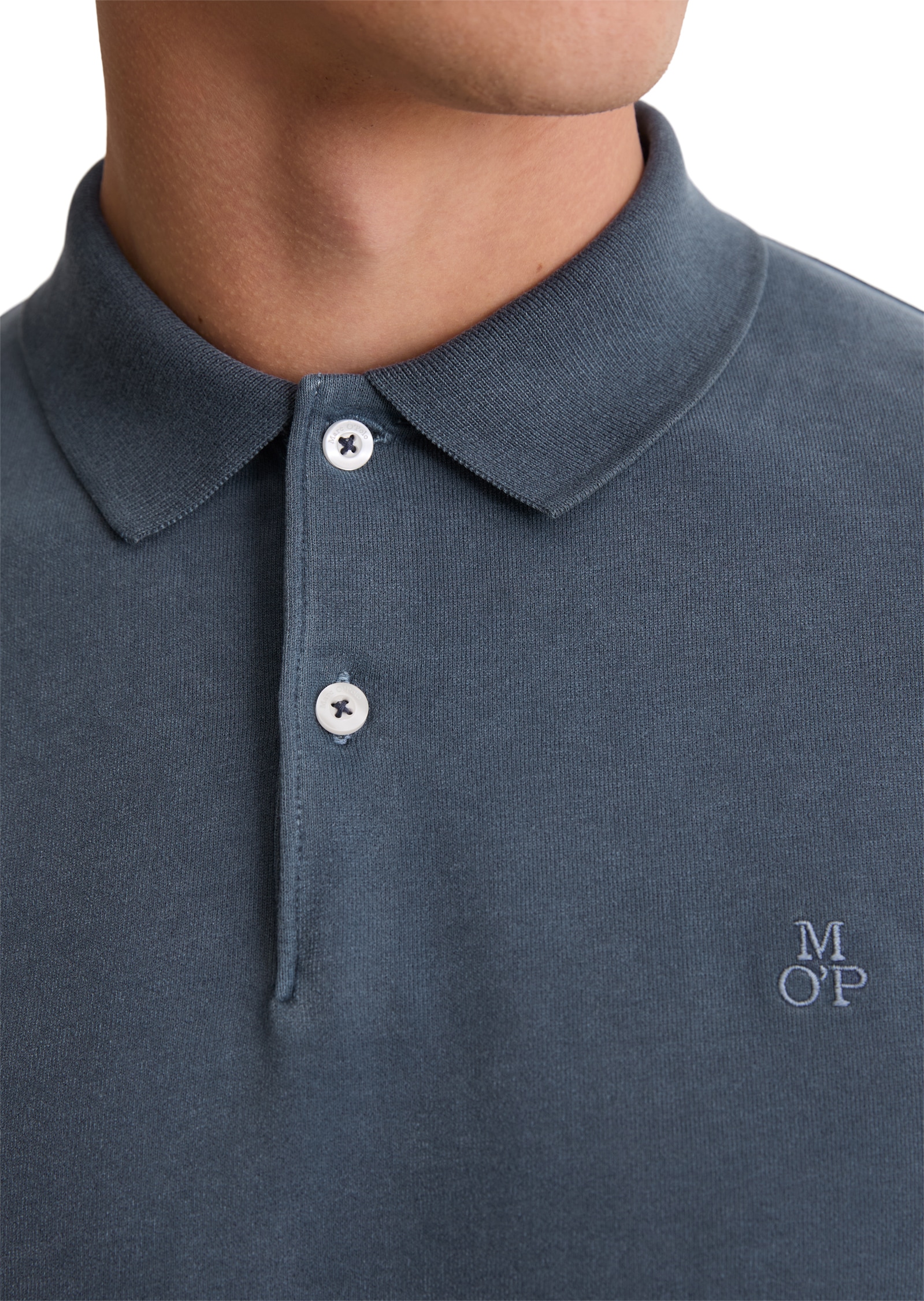 Marc O'Polo Langarm-Poloshirt im Washed-Look