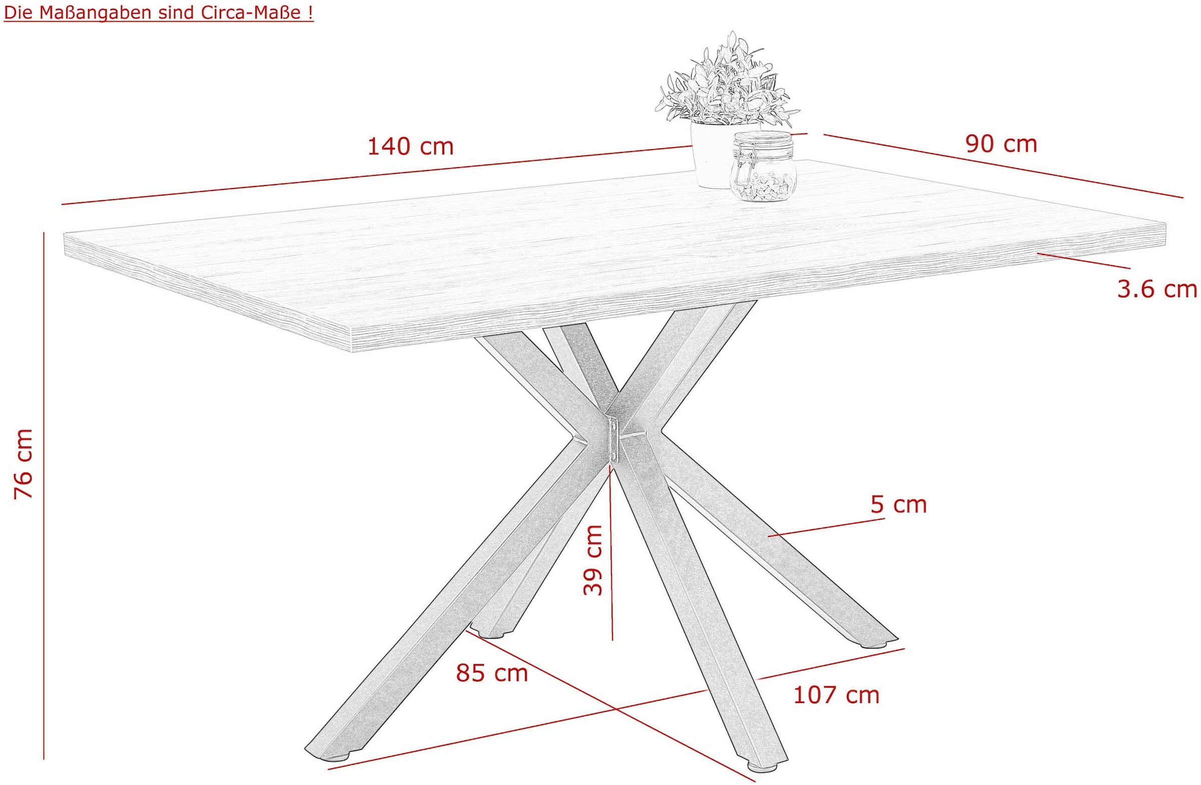 HELA Table de salle à manger »Cleo I T« Breite ca. 140 cm
