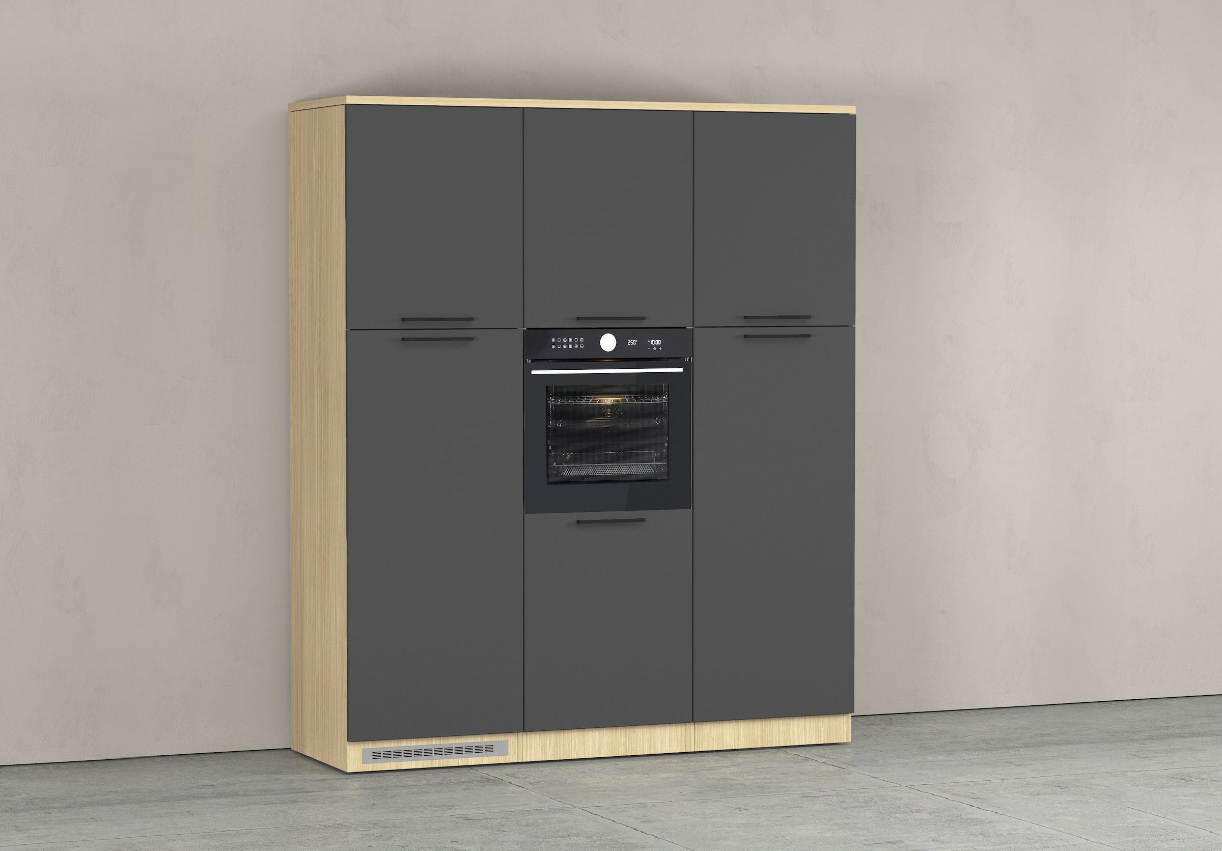 KOCHSTATION Kitchenette »Luna, Küchenblock, Kücheninsel, Hängeschrank, Made in Italy« 3er-Set, Metallgriffe, Soft-Close-Funktion, inklusive Spüle