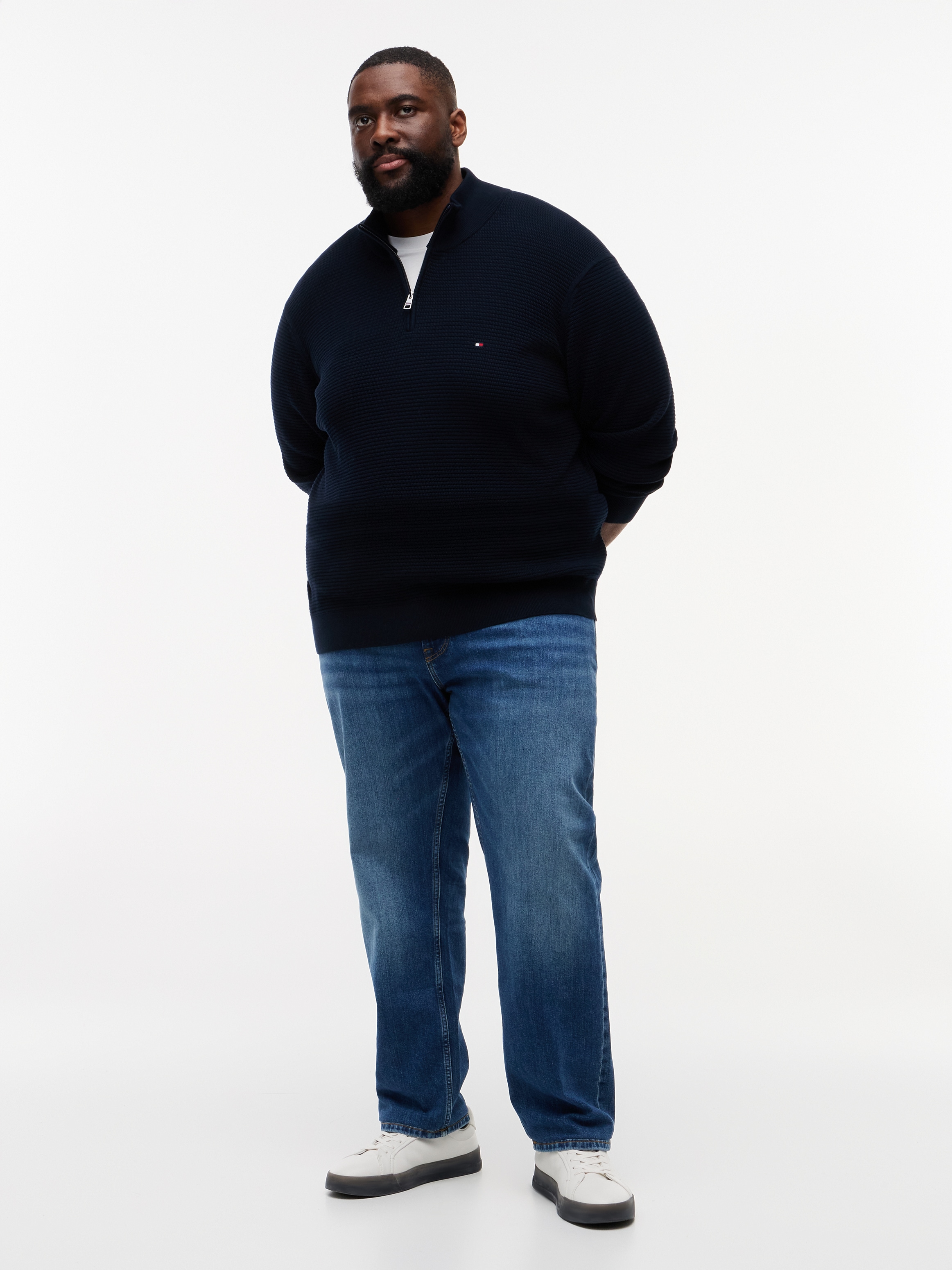 Tommy Hilfiger Big & Tall Strickpullover »BT-SEASONAL STRUCTURE ZIP MOCK« Grosse Grössen,