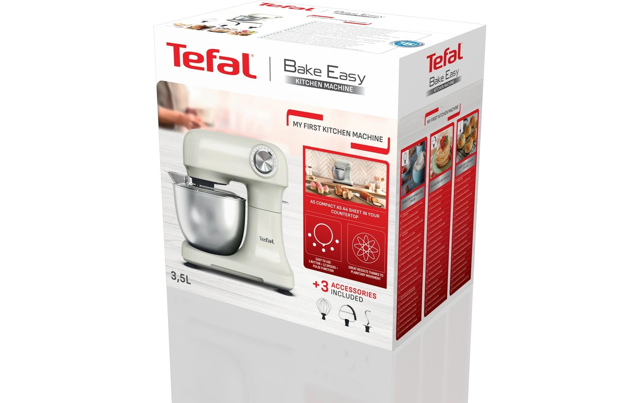Tefal Küchenmaschine »QB140A Bake Easy« 12 Geschwindigkeiten + Pulse, planetarisches Rührsystem, 3,5 L