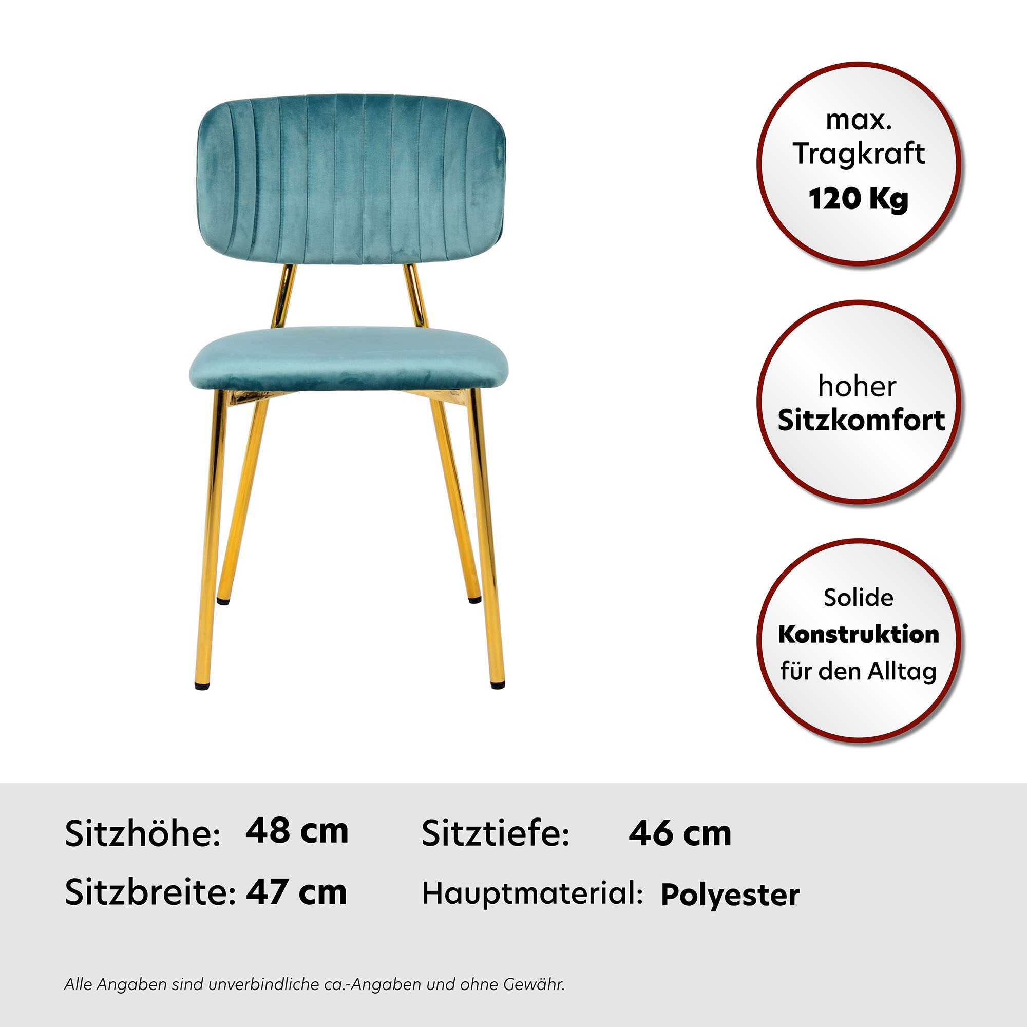 Kayoom Chaise de salle à manger »Stuhl Kian 125 2er-Set,filigranes Metallgestell,pflegeleicht Samtbezug« (Ensemble) 2 cuisrevêtement doux comme du velours, housse en velours facile d'entretien
