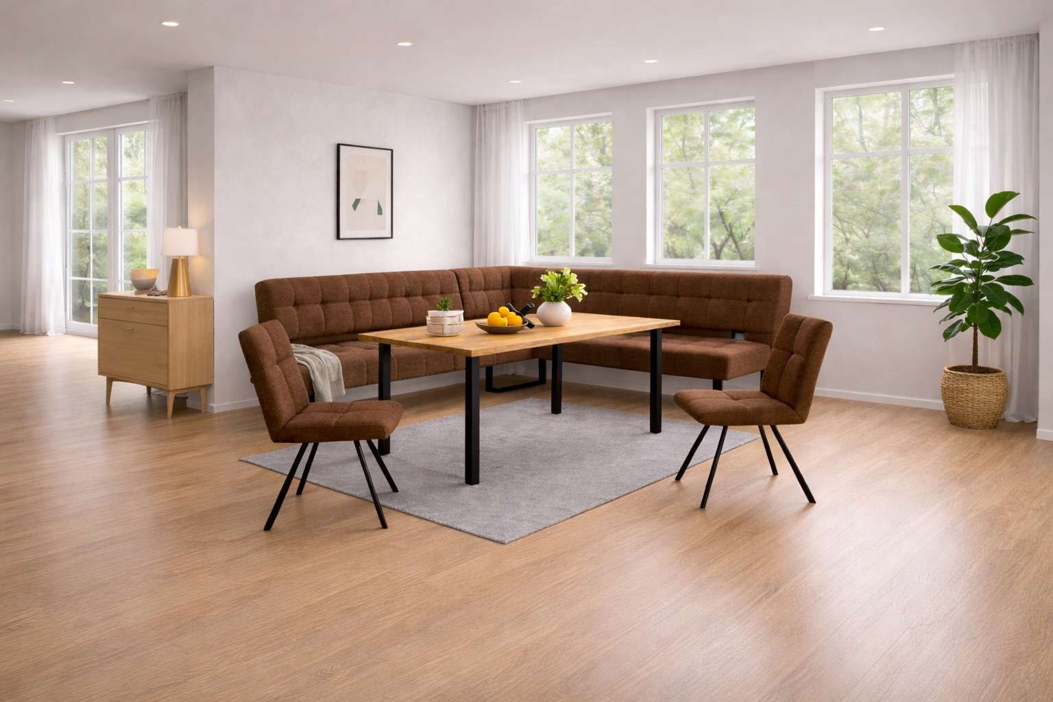 Home affaire Esszimmerstuhl »Mia Essstuhl, Wohnstuhl, Polsterstuhl, 4-Fussstuhl« (Set) 2 Stk.mit schwarz pulverbeschichteten Metallbeinen, gepolstert, modern