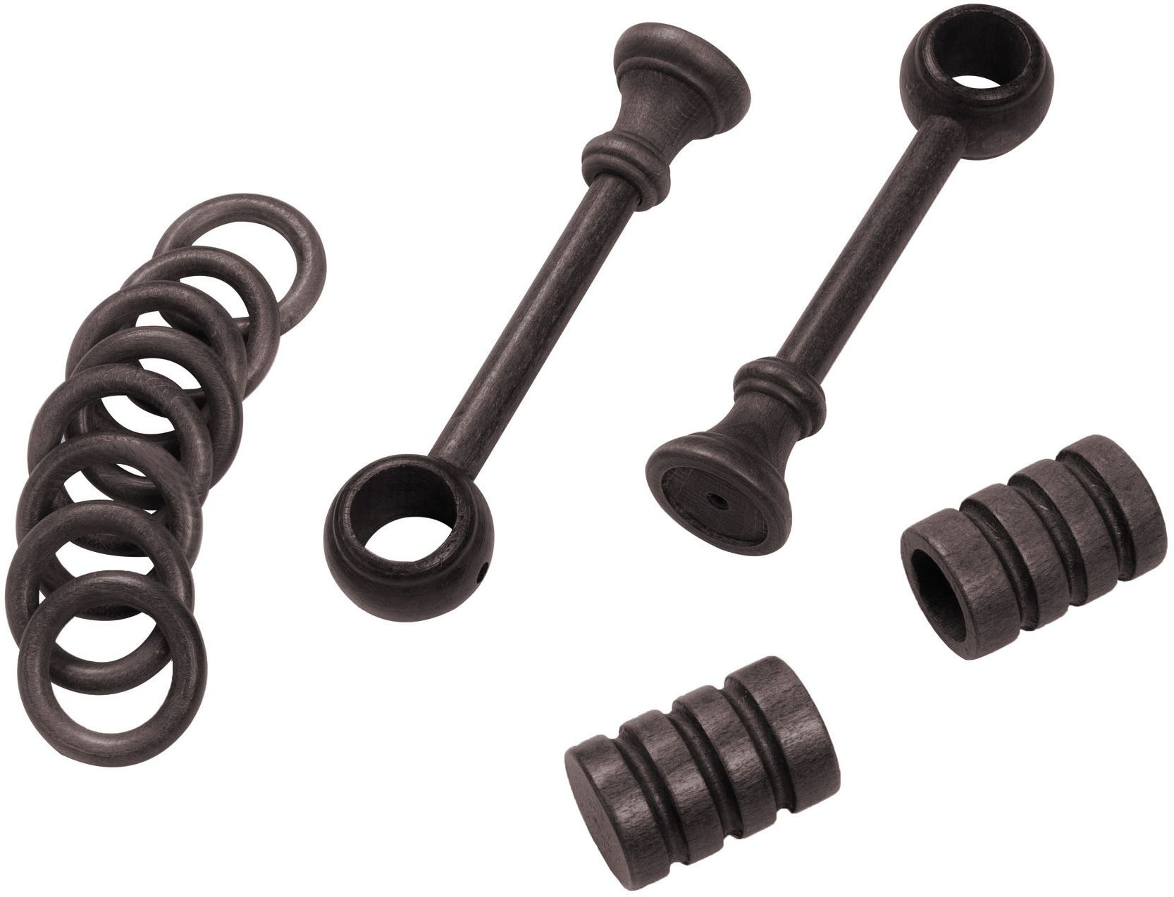 SN DECO GROUP Gardinenstange »Pisa« 1 läufig-läufig Fixmass 28 mm, Holz, verschiedene Längen und Farben, Komplettset