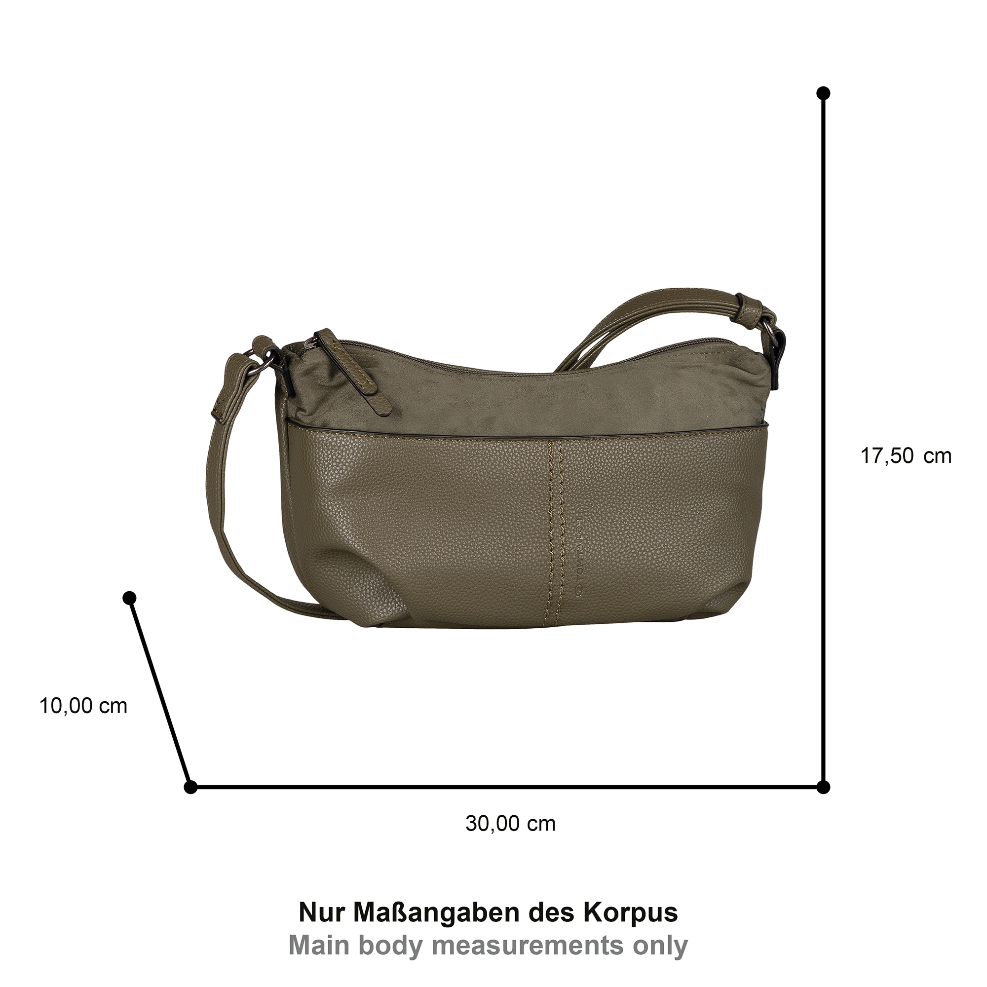 TOM TAILOR Sac à main »Miha« imitation velours doux avec imitation cuir grainé doux et beaucoup d'espace