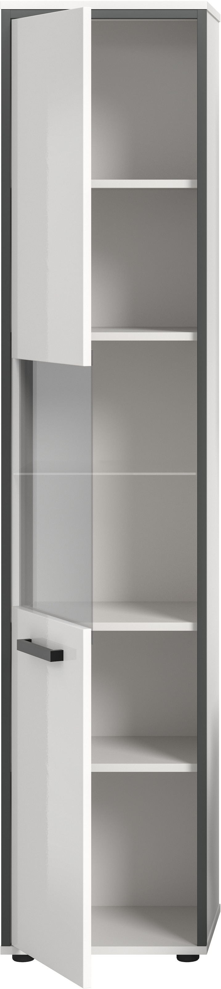 welltime Armoire haute »KAJO, hochglanz Front, Glastür, 1 Glas Einlegeboden, 6 Fächer« 1 cuis tlg. Badschrank, Hochschrank, Bad, Badezimmer