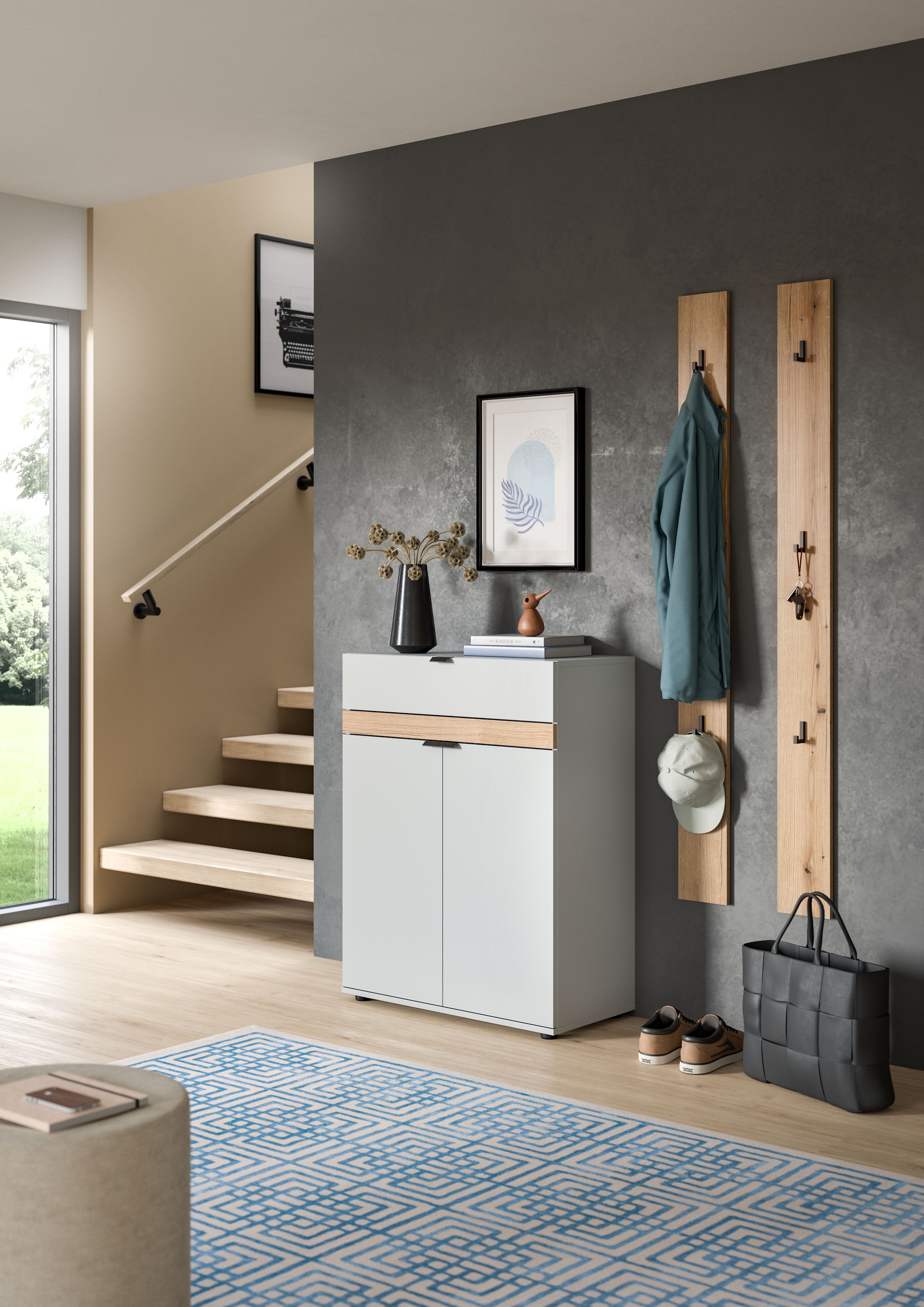 Home affaire Panneau de vestiaire 1 cuis tlg. Oran, Evoke Oak, Garderobenpaneel mit drei Haken, Flurgarderobe