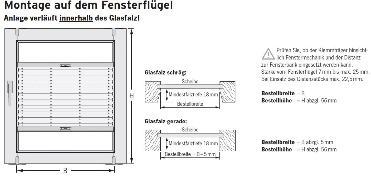sunlines Plissee energiesparend ohne Bohren verspannt verspannt mit Simply-Fix Klemmträger, Wabenplissee