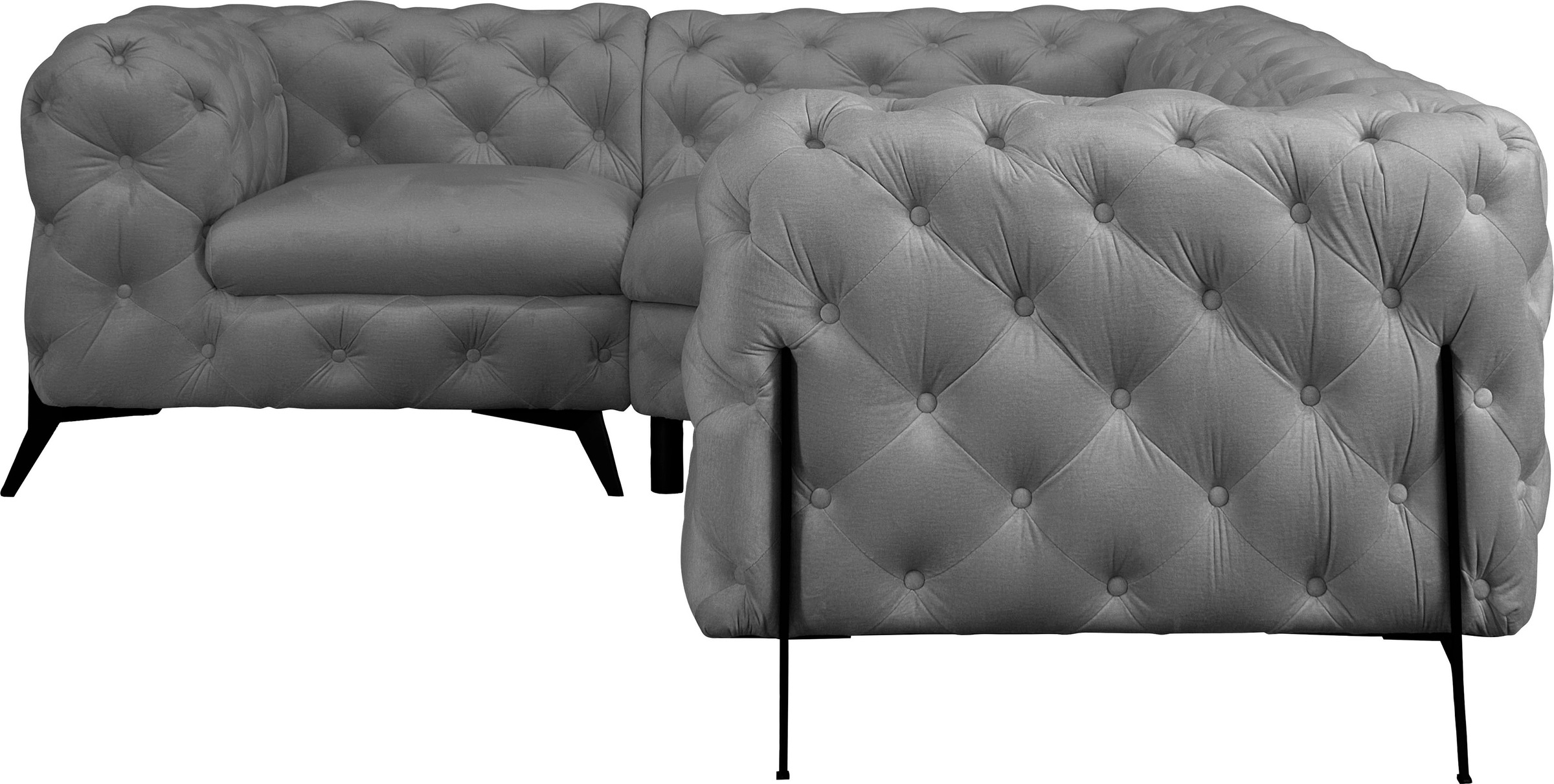 Home affaire Chesterfield-Sofa »Amaury L-Form« moderne Chersterfield-Optik, Breite 262 cm, Fussfarbe wählbar