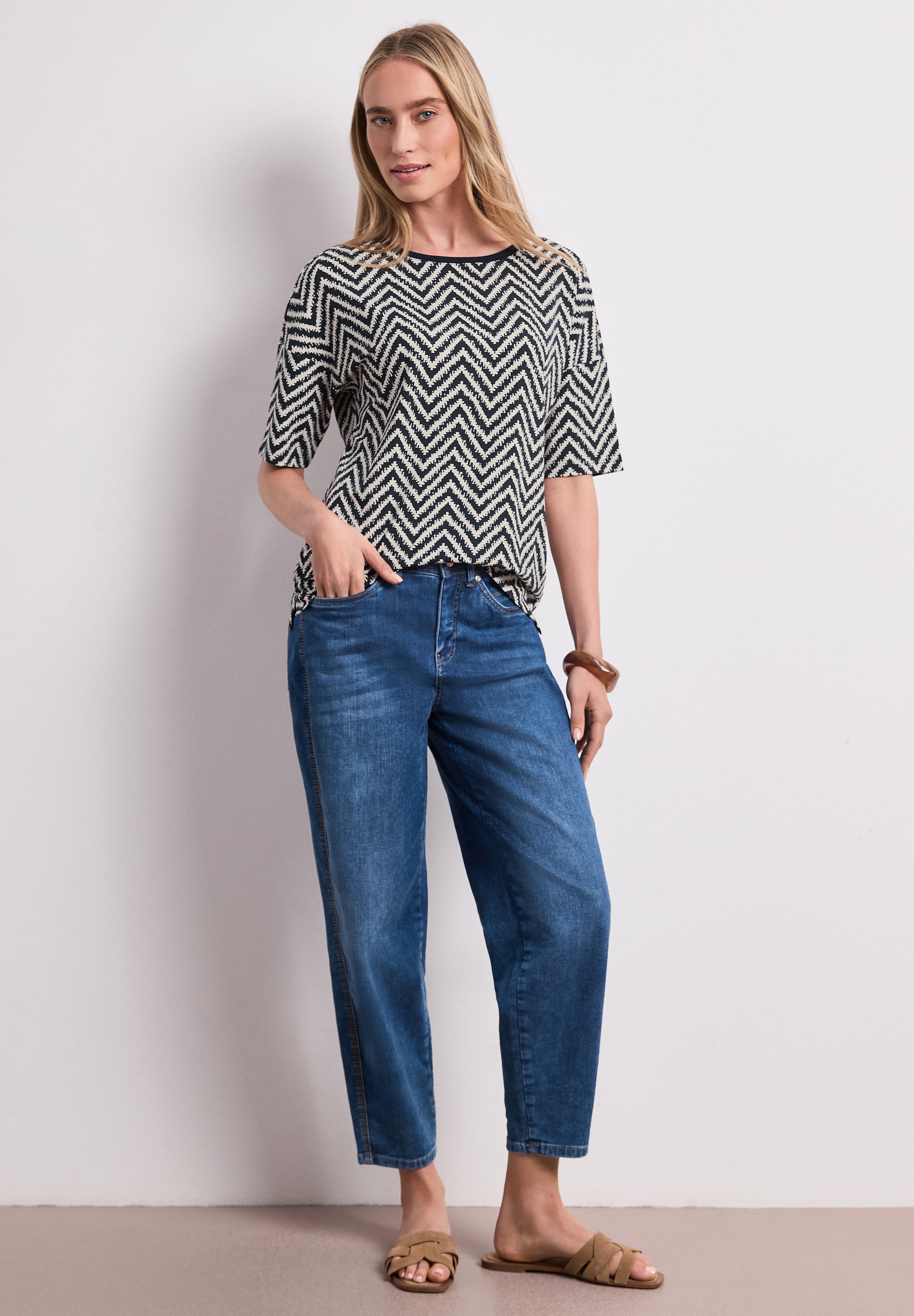 STREET ONE Haut de chemise t-shirt d'été avec imprimé allover