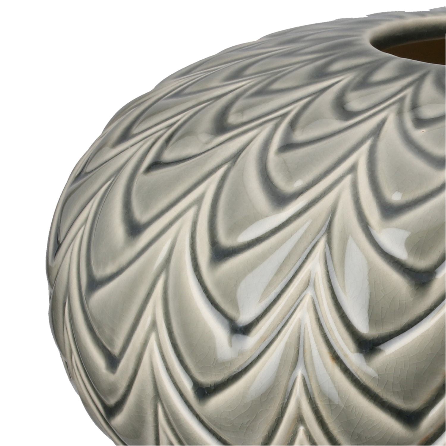 GILDE Vase de table »Vase bauchig Lamello grün H. 15 cm« Vase, Lamello, vase structurée, décorative, de haute qualité, décoration de sol